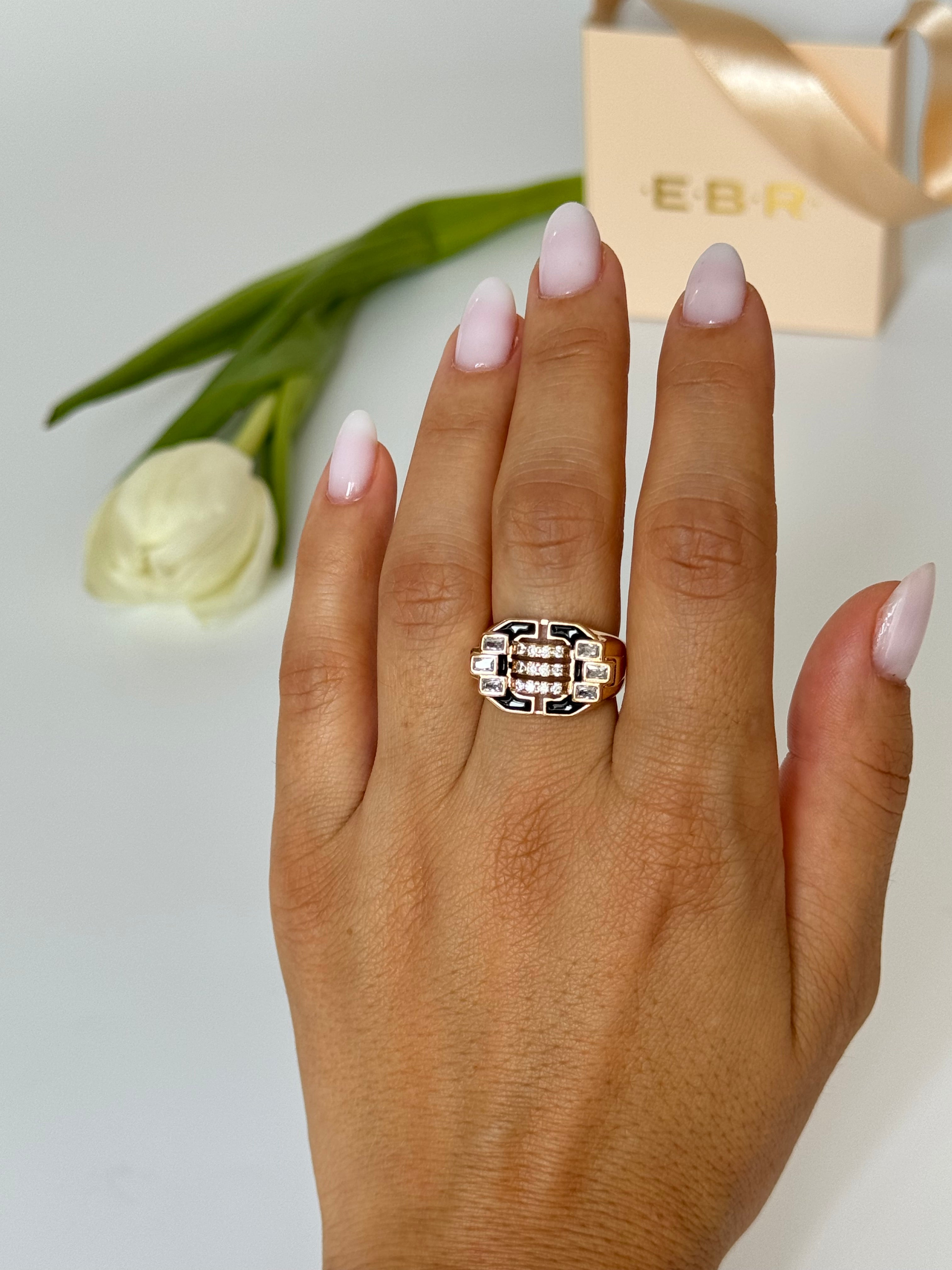 İTHAL SİYAH MİNELİ GOLD AYARLANABİLİR YÜZÜK