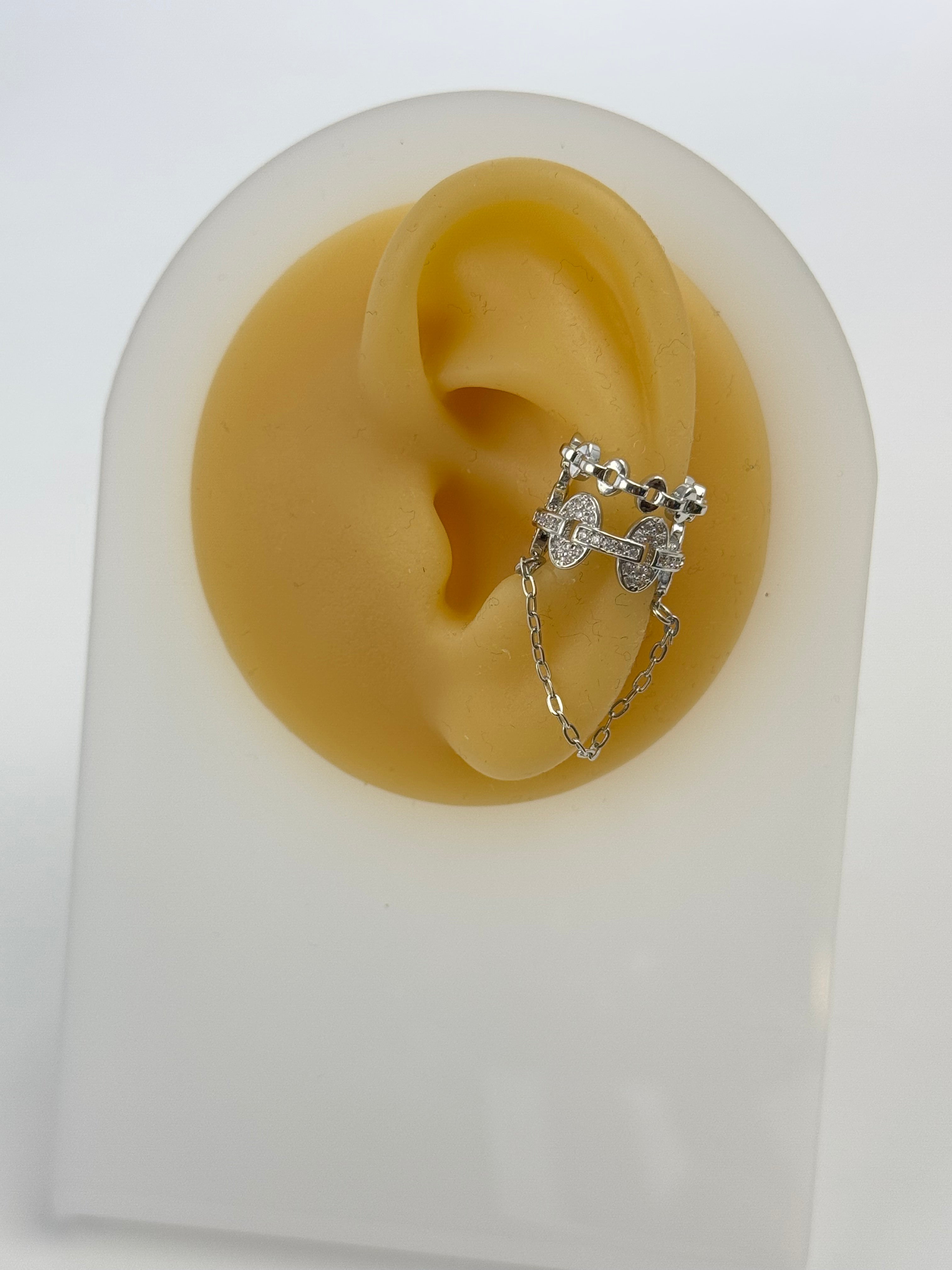 İTHAL TAŞ DETAYLI SİLVER SOL KULAK KIKIRDAK KÜPE EARCUFF