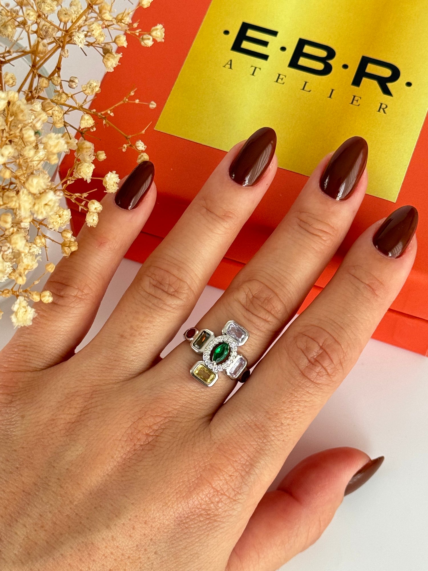 İTHAL RENKLİ TAŞLI SİLVER AYARLANABİLİR YÜZÜK