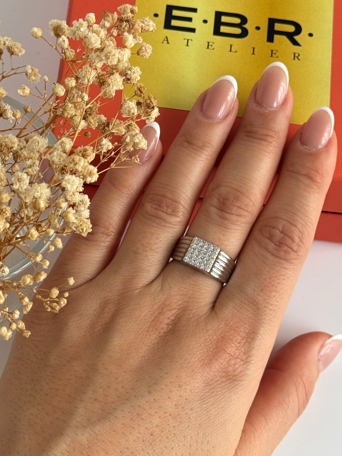 İTHAL TAŞ DETAYLI SİLVER AYARLANABİLİR YÜZÜK