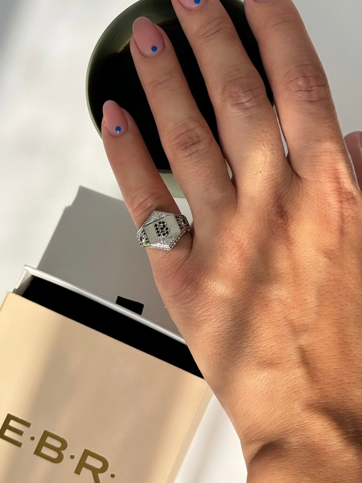 İTHAL B HARF AYARLANABİLİR SİLVER SERÇE PARMAK YÜZÜK