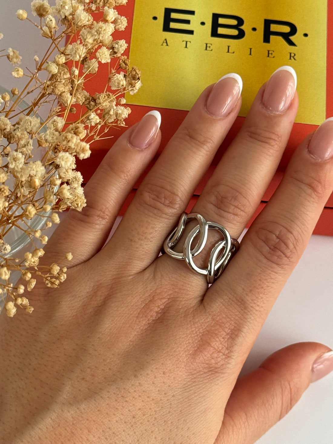 İTHAL ZİNCİR DETAYLI SİLVER AYARLANABİLİR YÜZÜK