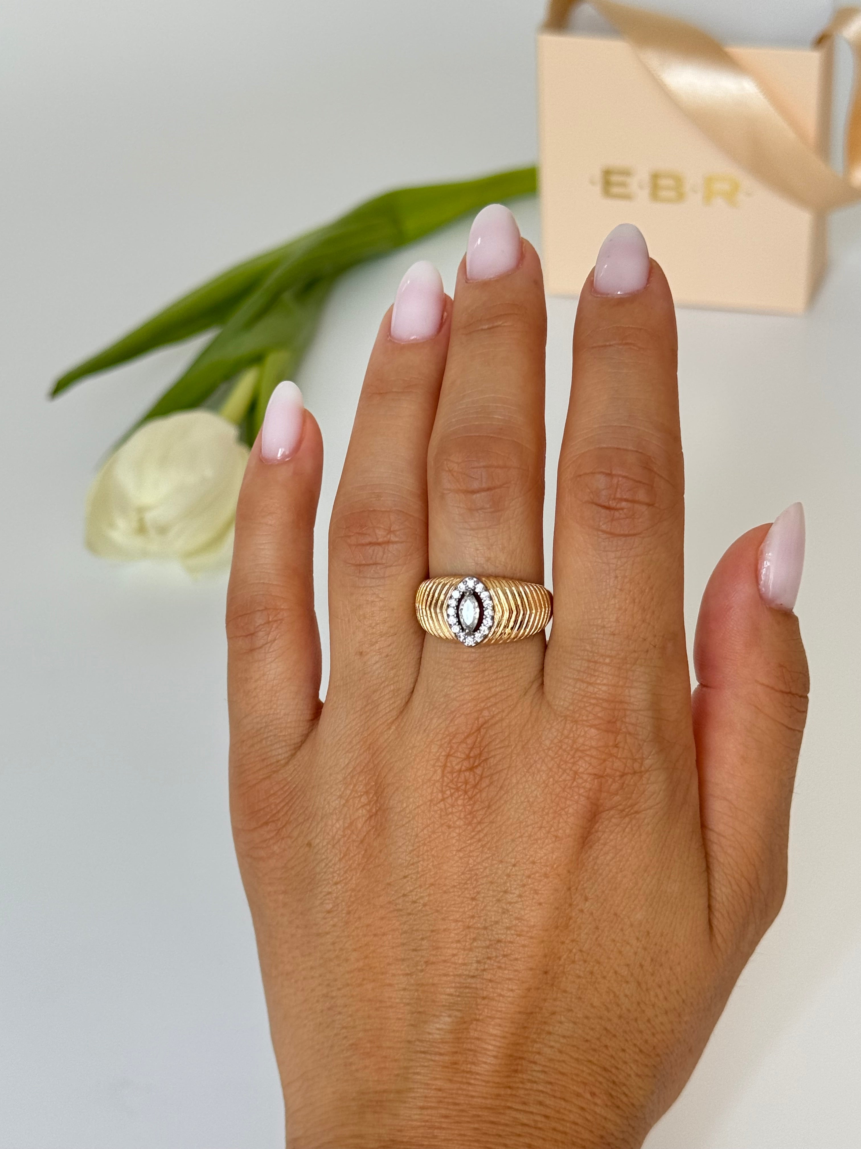 İTHAL TAŞLI GOLD AYARLANABİLİR YÜZÜK