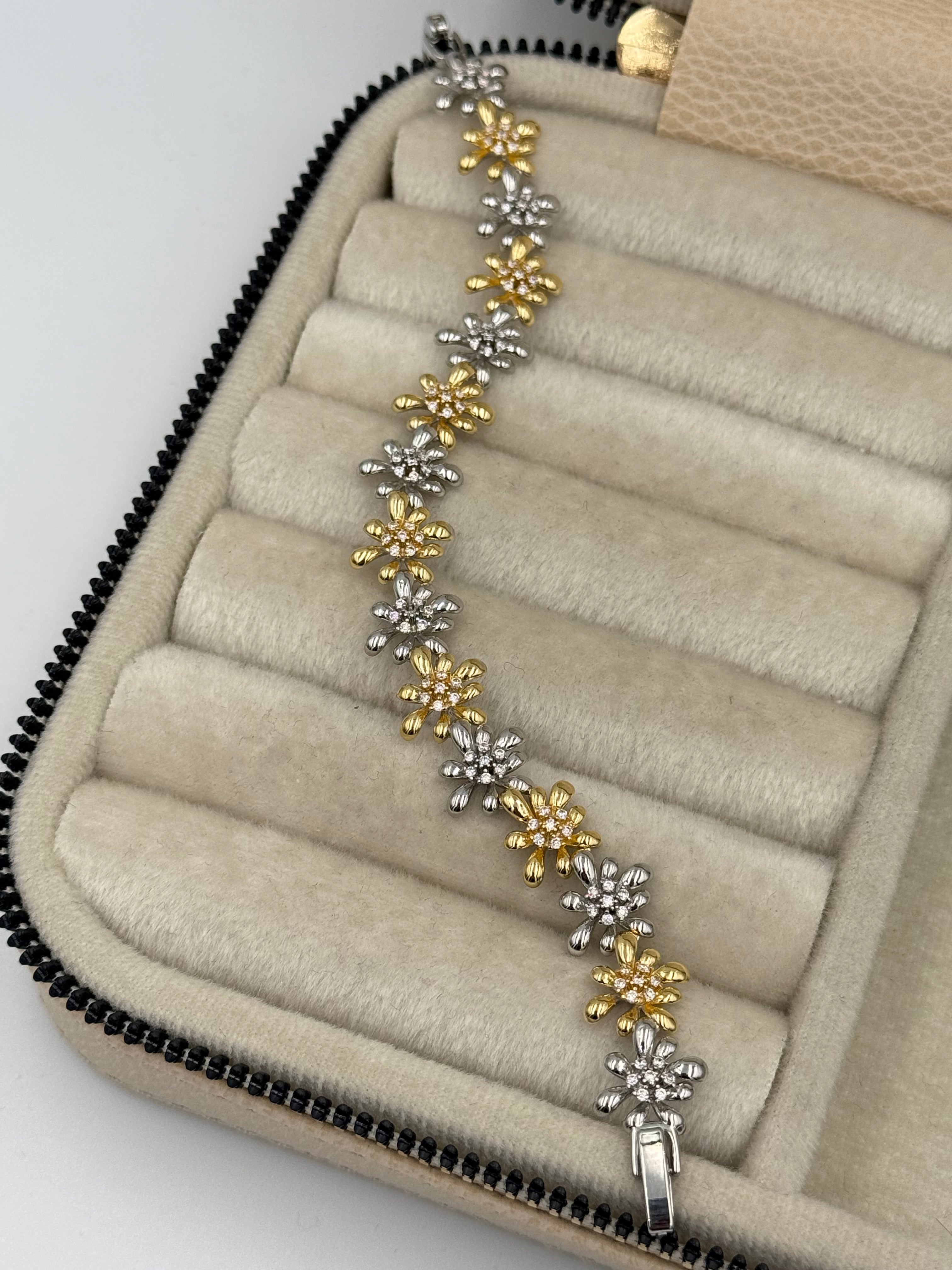 İTHAL ÇİÇEK DETAYLI ÇİFT RENK BİLEKLİK