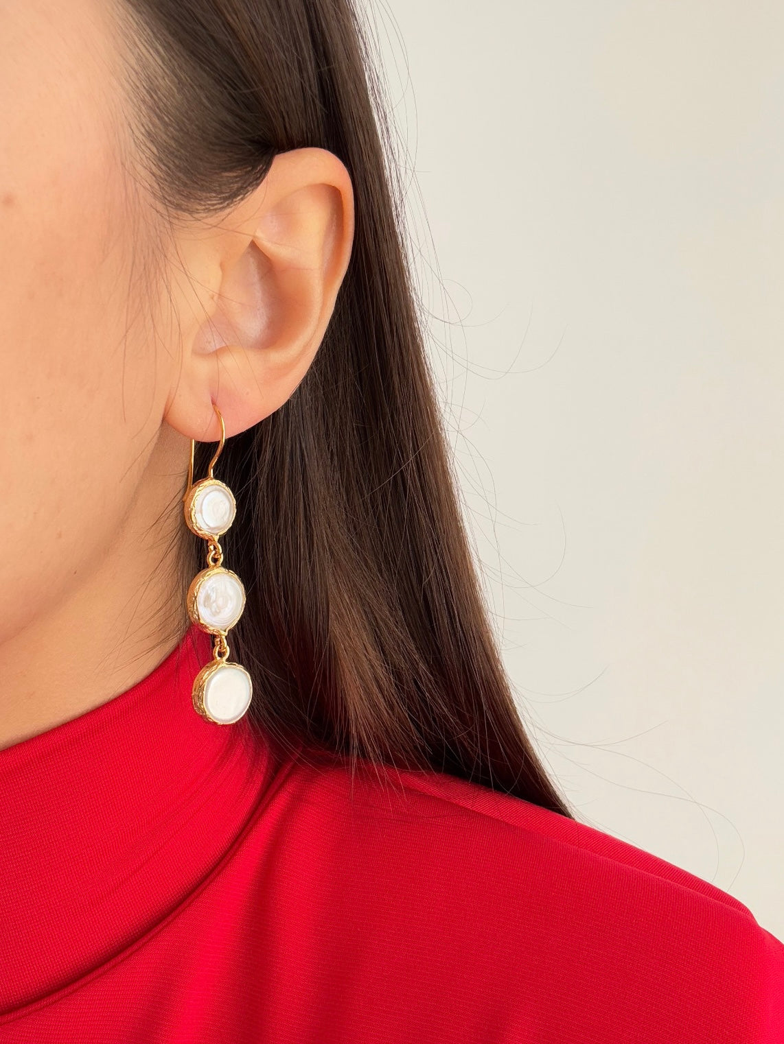 GERÇEK İNCİLİ ALTIN KAPLAMA KÜPE