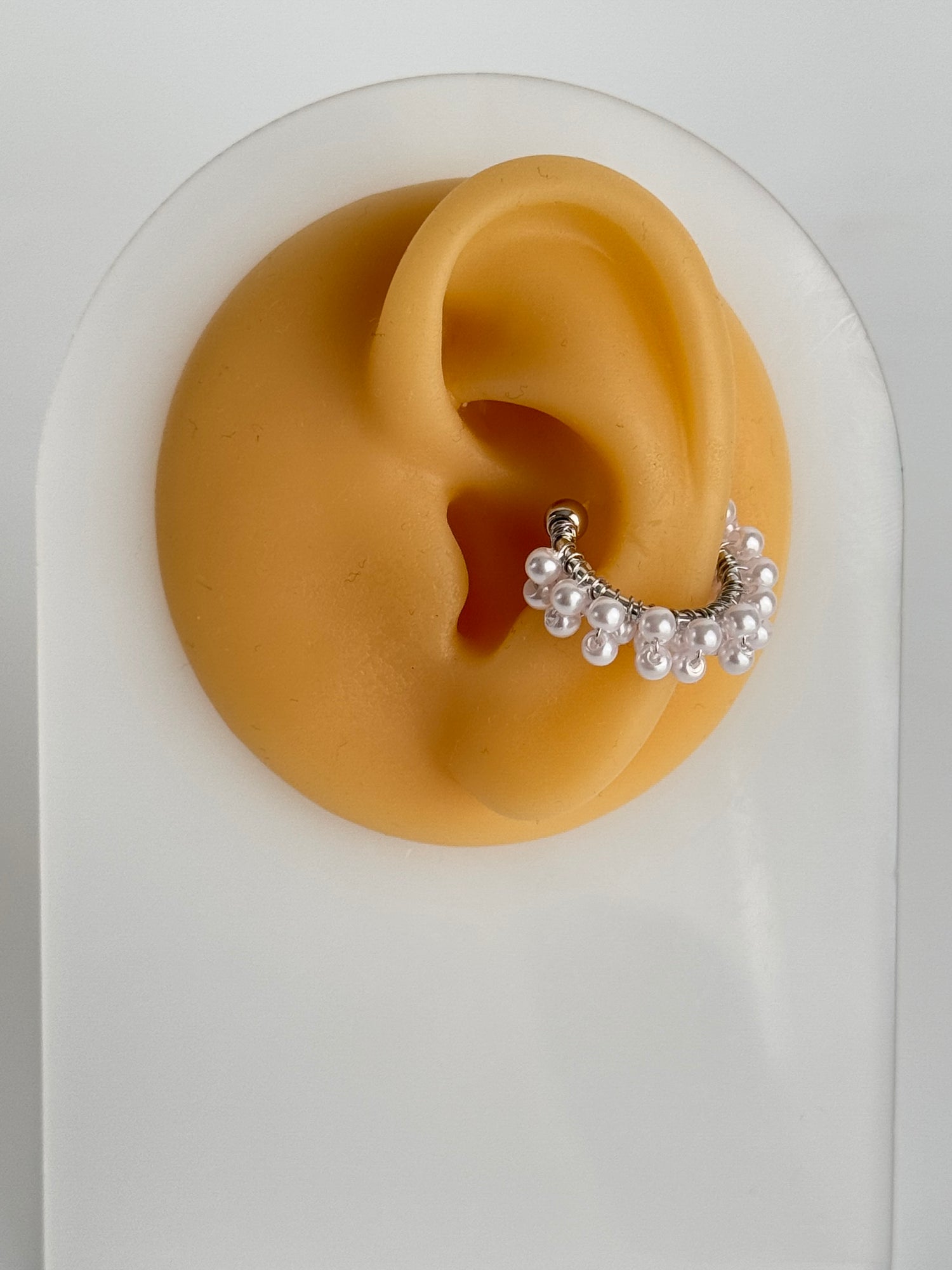 İTHAL İNCİ DETAYLI SİLVER KIKIRDAK KÜPE EARCUFF