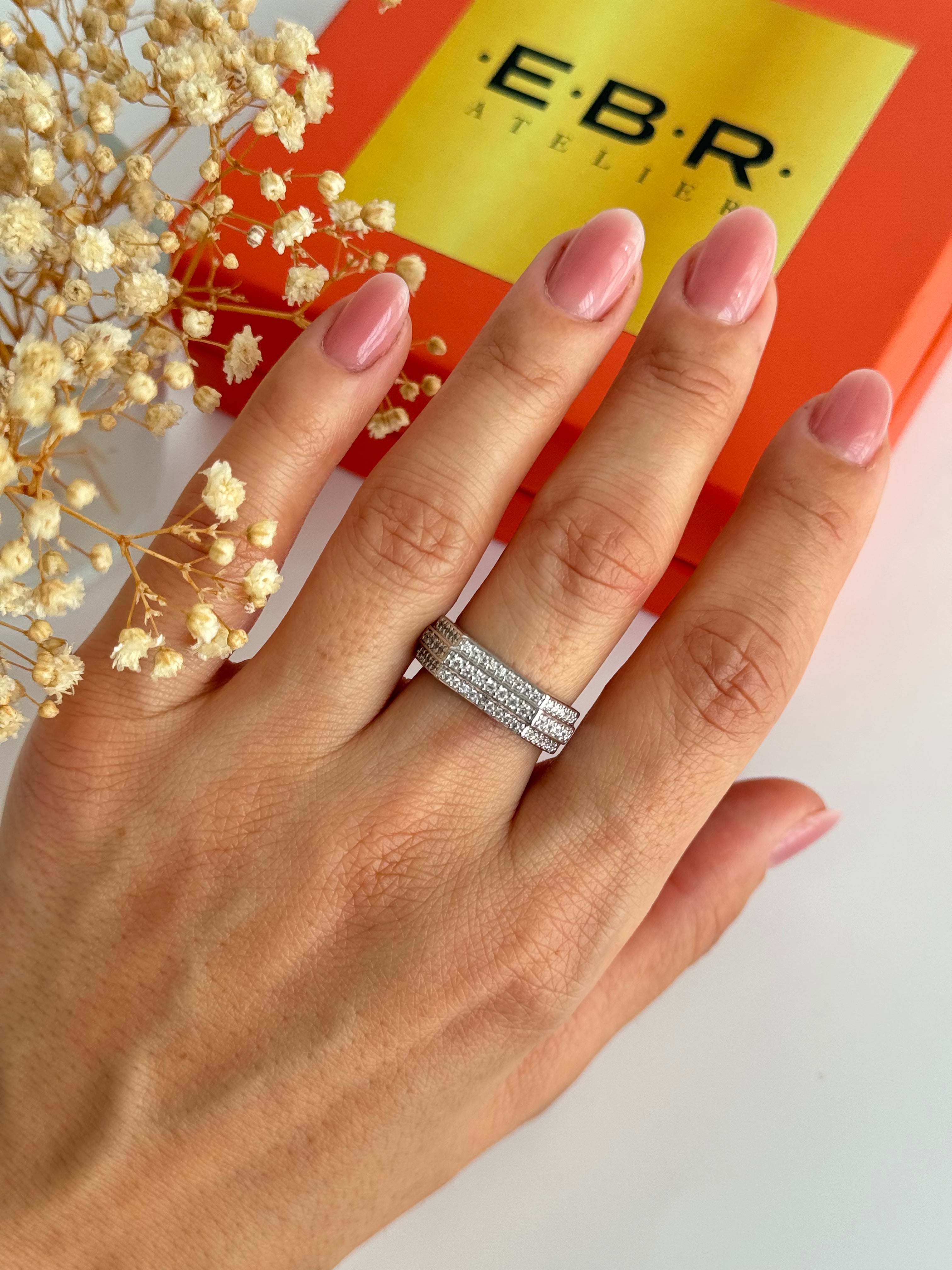 İTHAT TAŞ DETAYLI AYARLANABİLİR SİLVER YÜZÜK