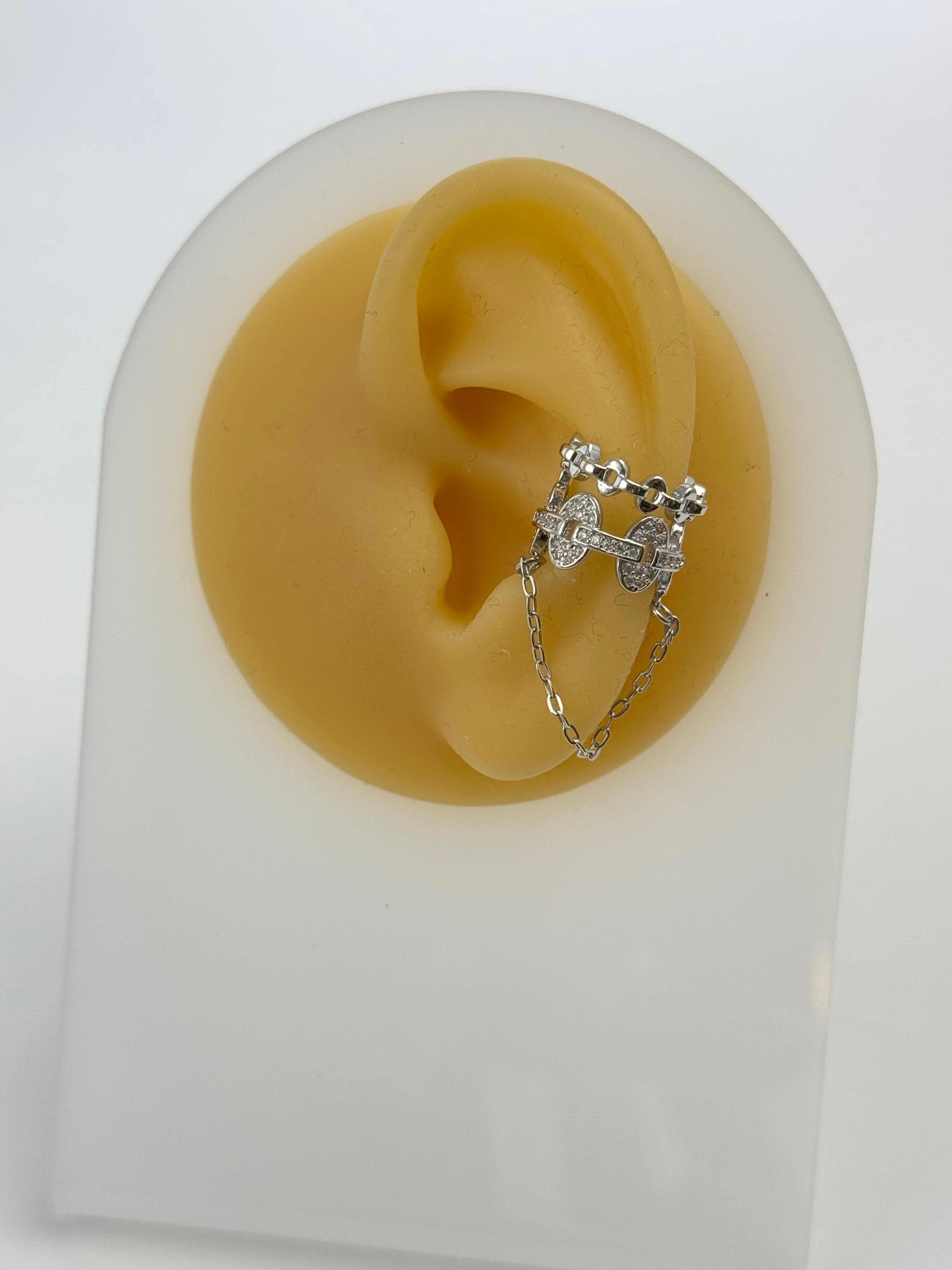 İTHAL TAŞ DETAYLI SİLVER SOL KULAK KIKIRDAK KÜPE EARCUFF