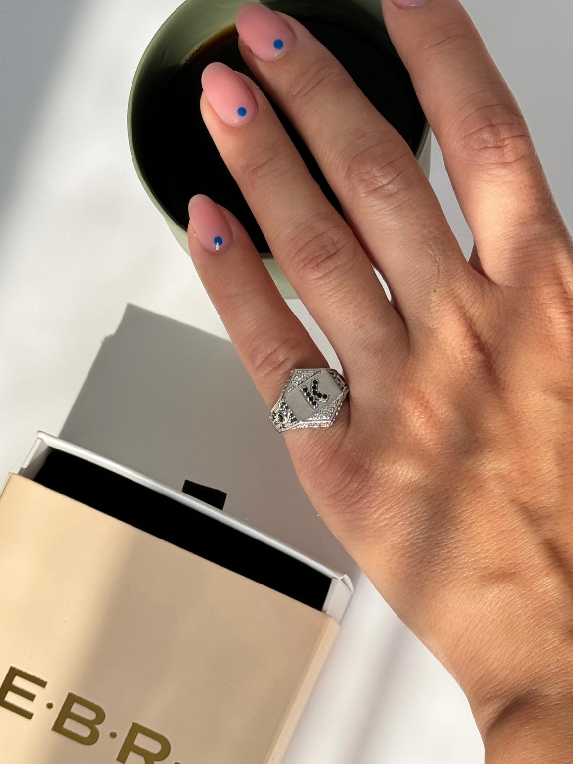 İTHAL K HARF AYARLANABİLİR SİLVER SERÇE PARMAK YÜZÜK