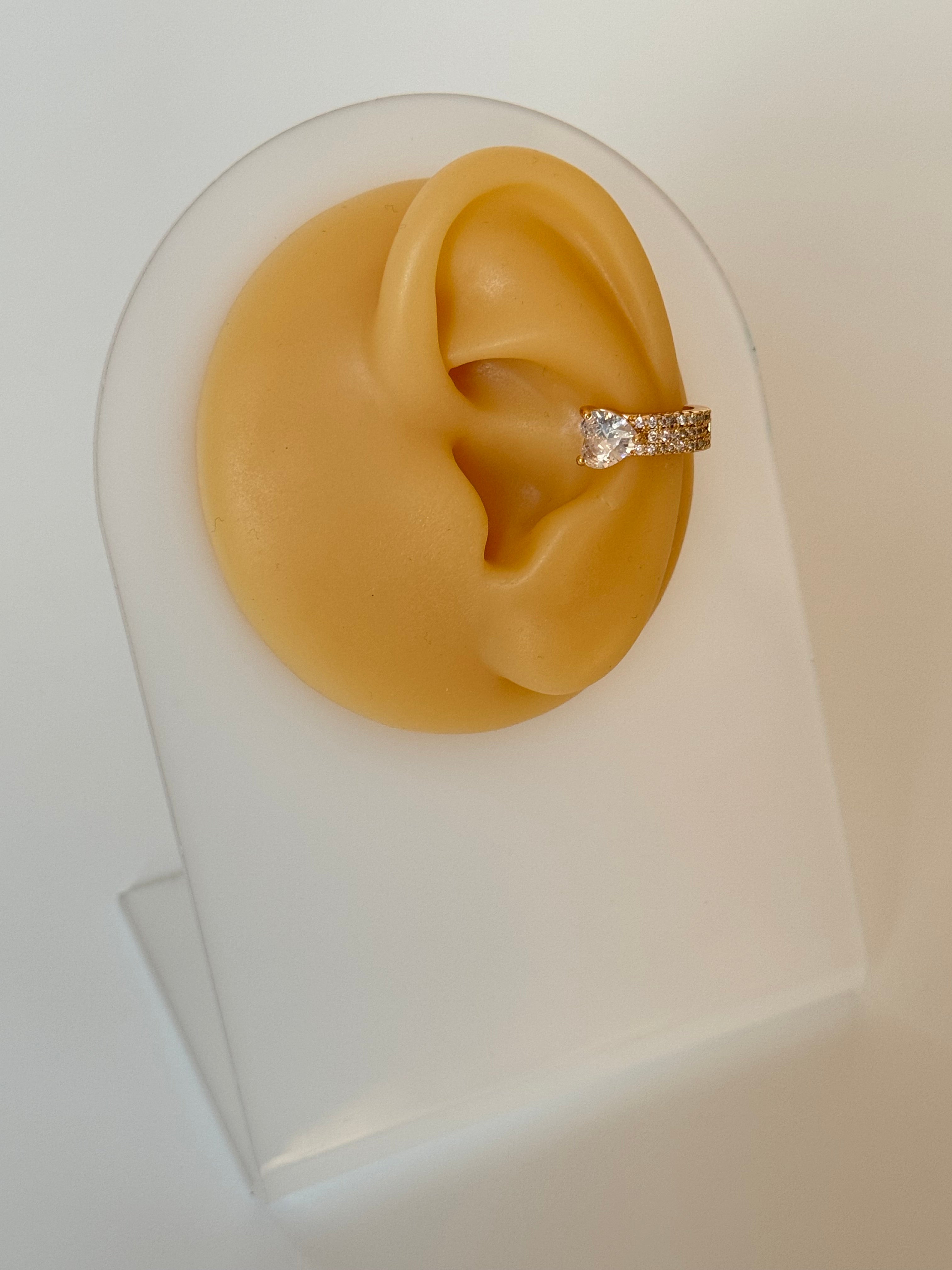 İTHAL KALP DETAYLI GOLD KIKIRDAK KÜPE EARCUFF