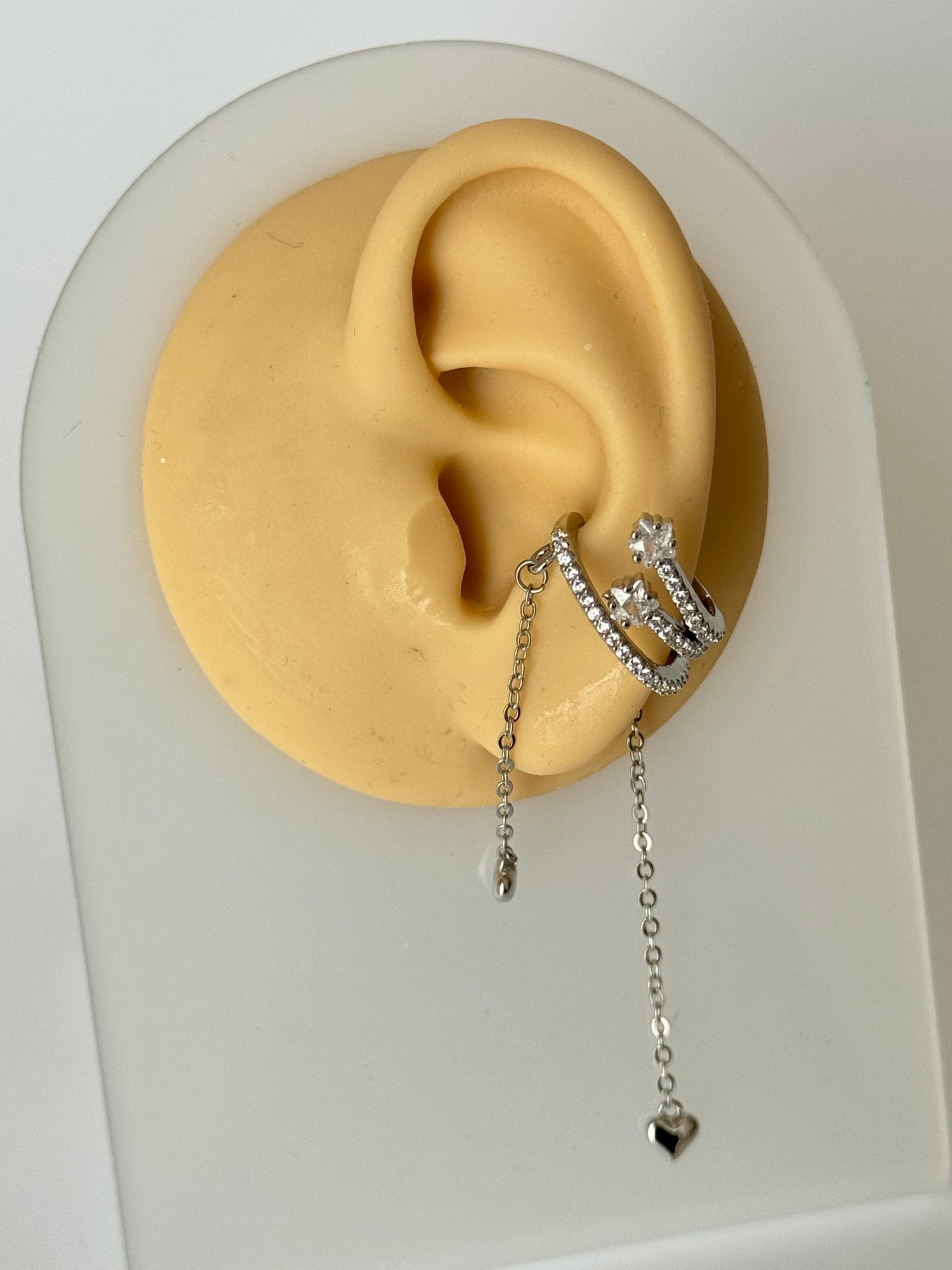 SANİ TAŞ DETAYLI SALLANTILI SİLVER SOL KULAK KIKIRDAK KÜPE EARCUFF