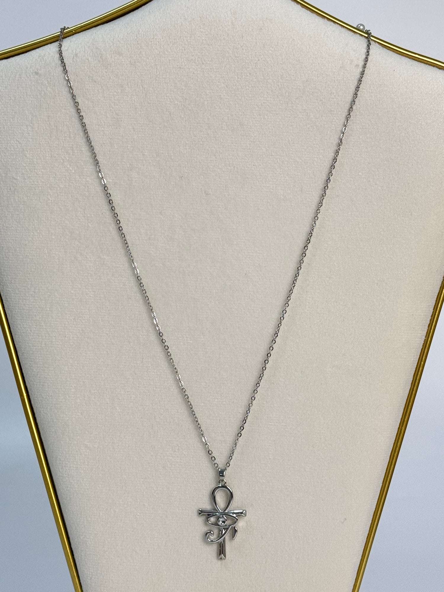 İTHAL GÖZ DETAYLI UZUN SİLVER KOLYE