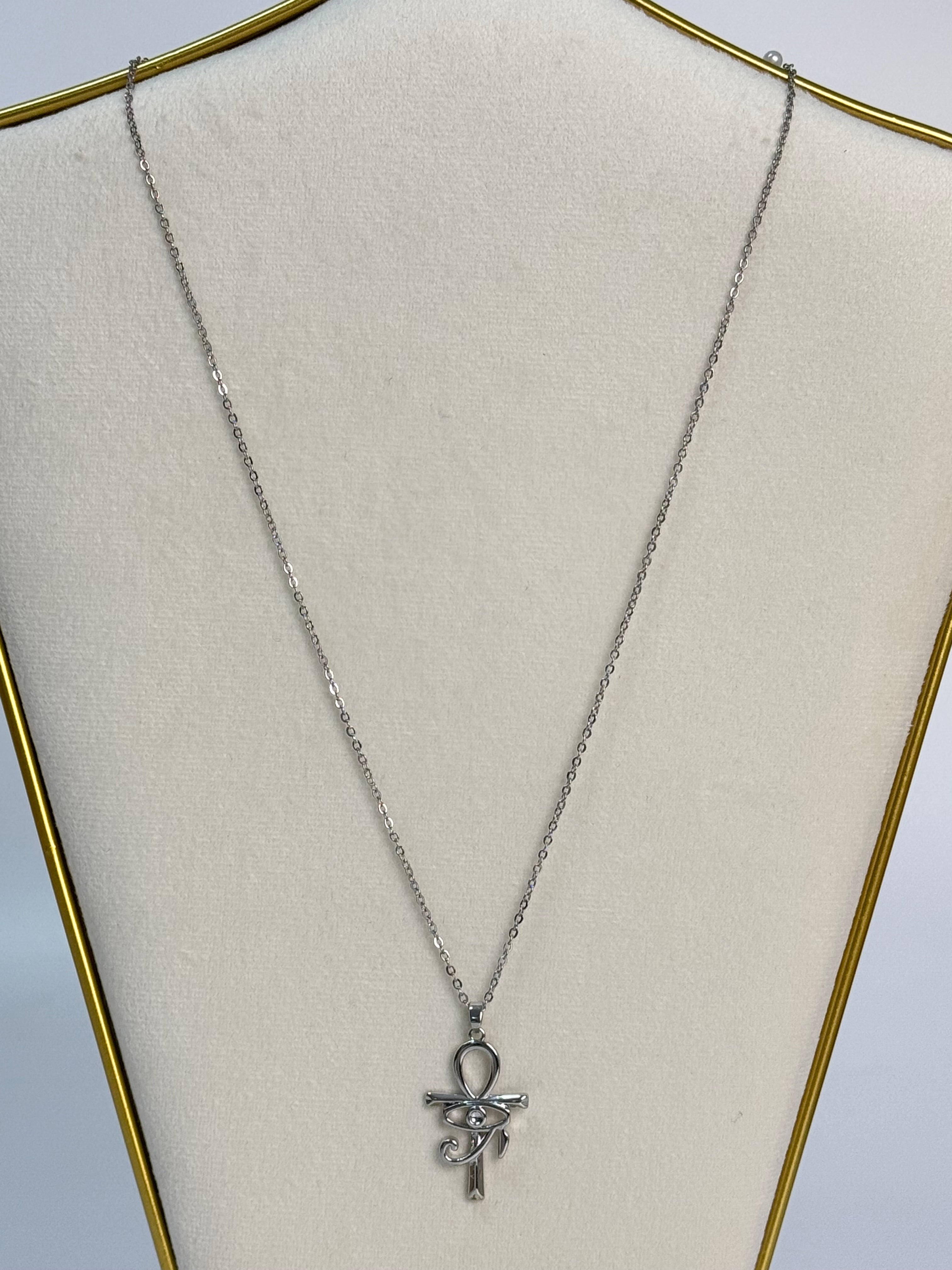 İTHAL GÖZ DETAYLI UZUN SİLVER KOLYE