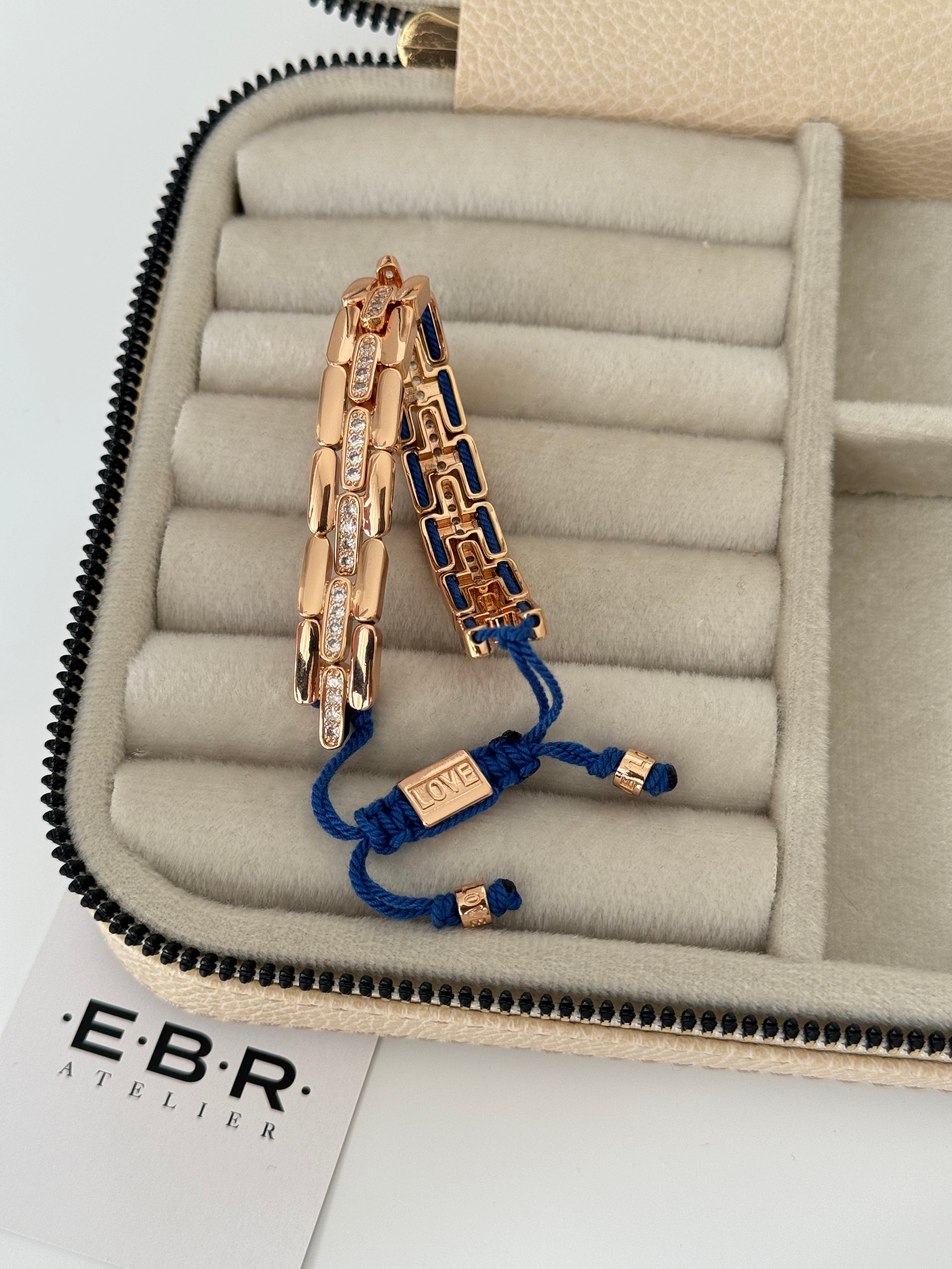 İTHAL TAŞ DETAYLI GOLD MAVİ İPLİ BİLEKLİK