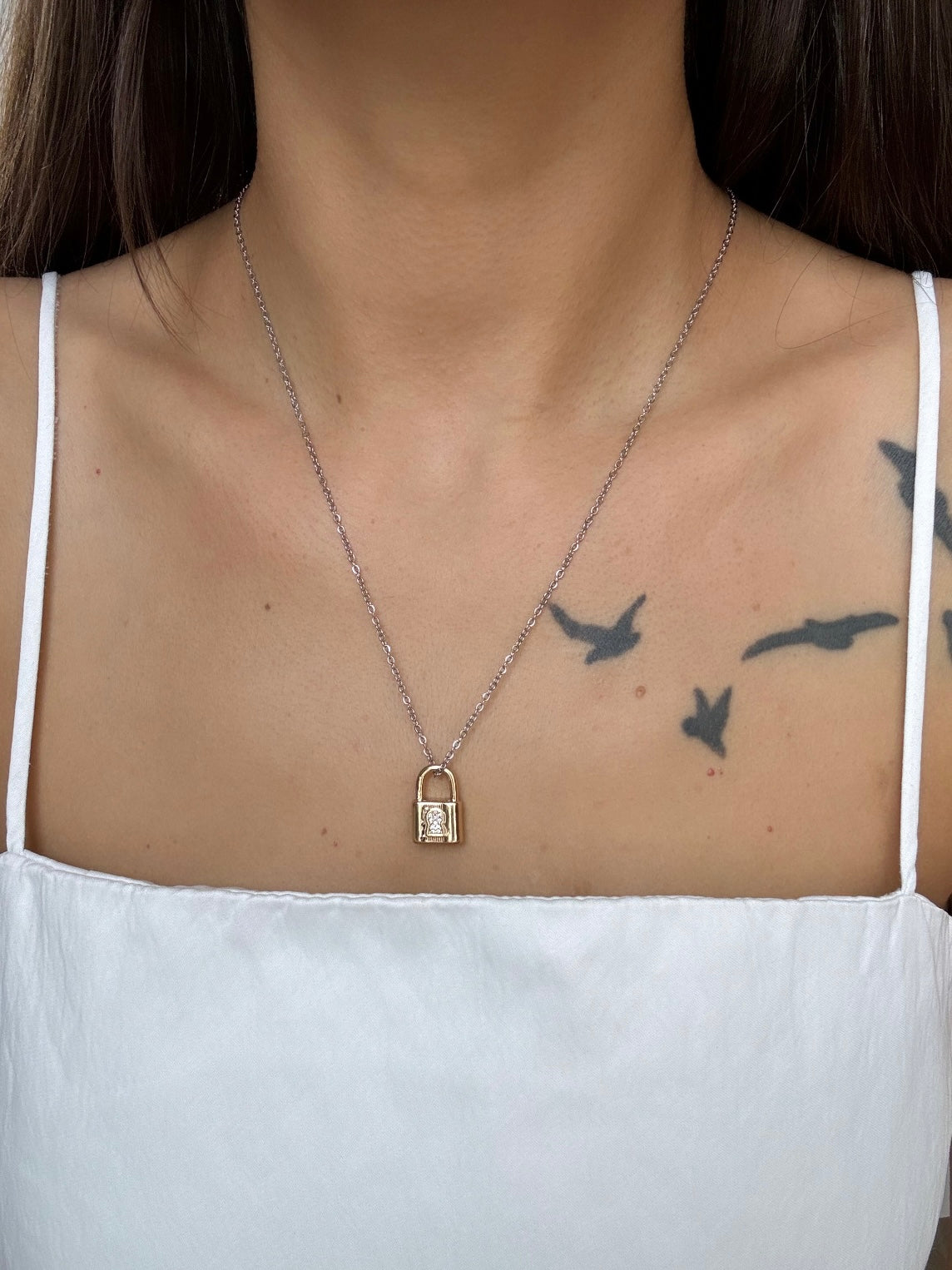 İTHAL KİLİT DETAYLI ÇELİK KOLYE