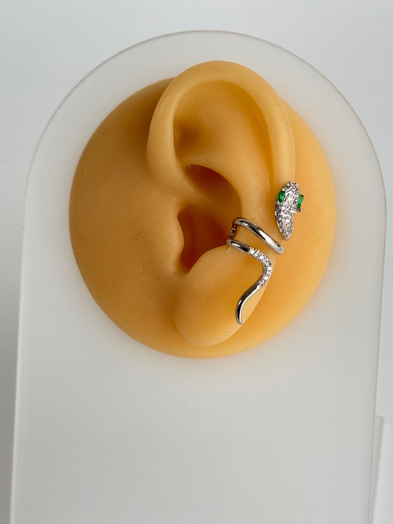İTHAL YILANLI SİLVER KIKIRDAK KÜPE EARCUFF