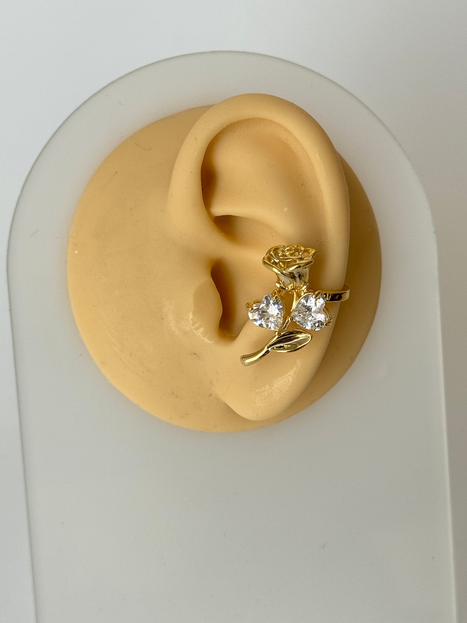 RAHİ GÜL DETAYLI GOLD KIKIRDAK KÜPE EARCUFF