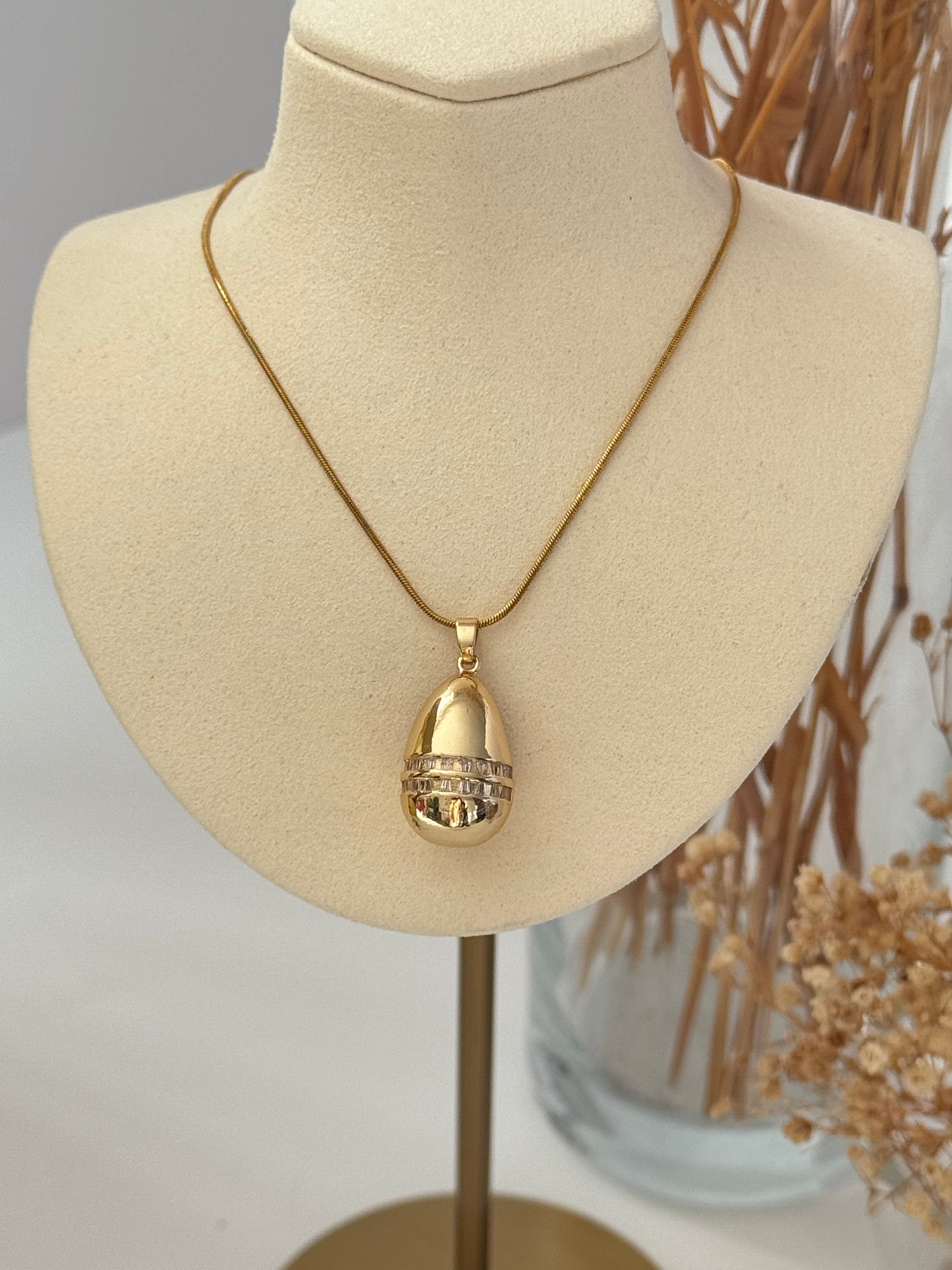 DAMLA DETAYLI MARKA MODEL GOLD ÇELİK KOLYE