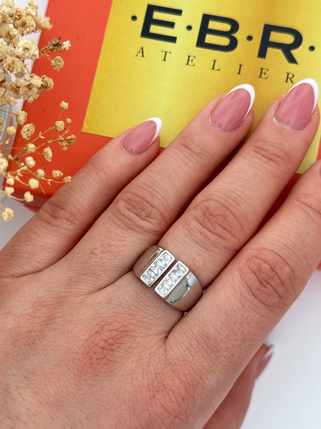 İTHAL TAŞ DETAYLI AYARLANABİLİR SİLVER YÜZÜK