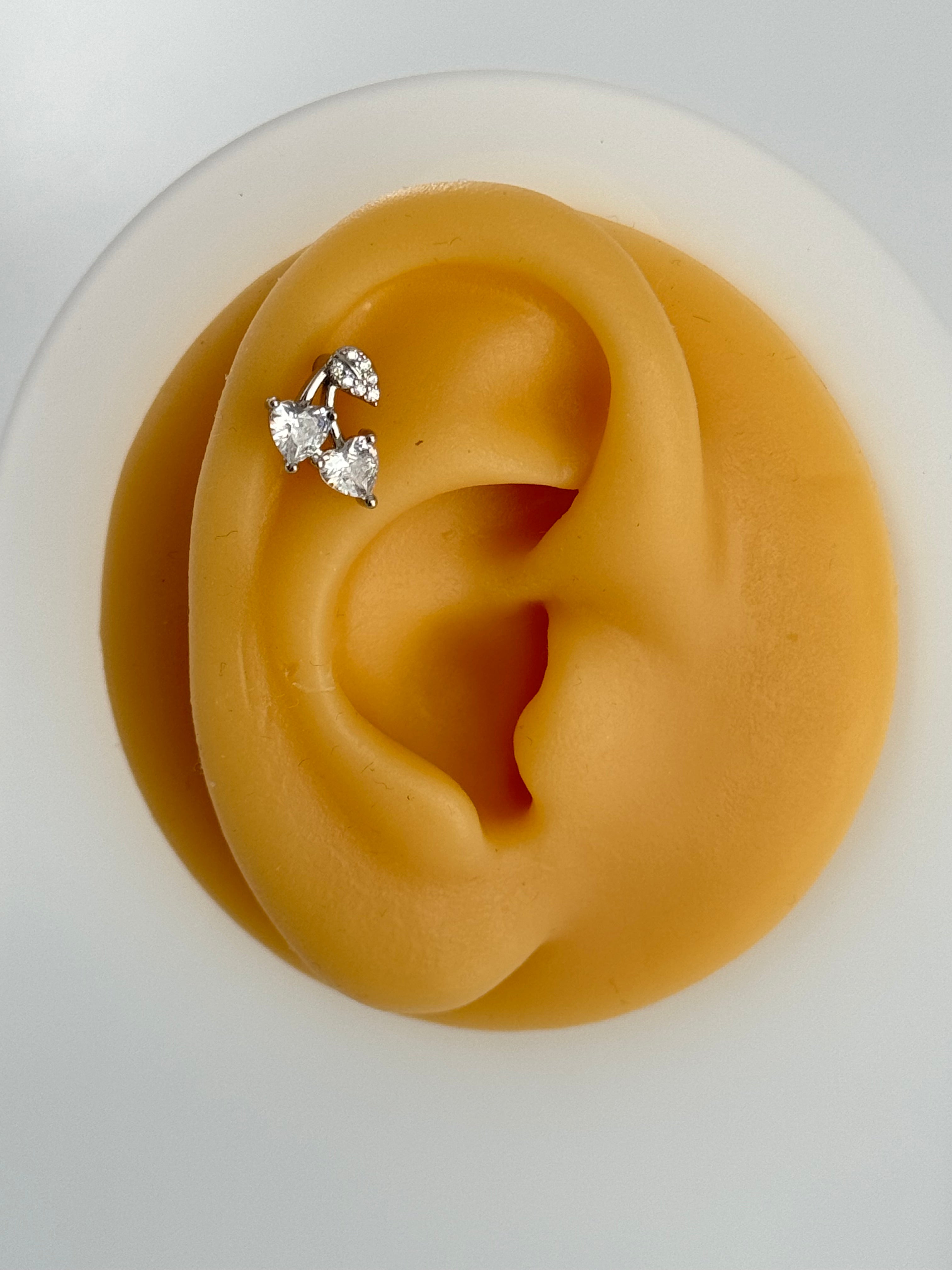 İTHAL KALPLİ KİRAZ MODEL SİLVER PİERCİNG