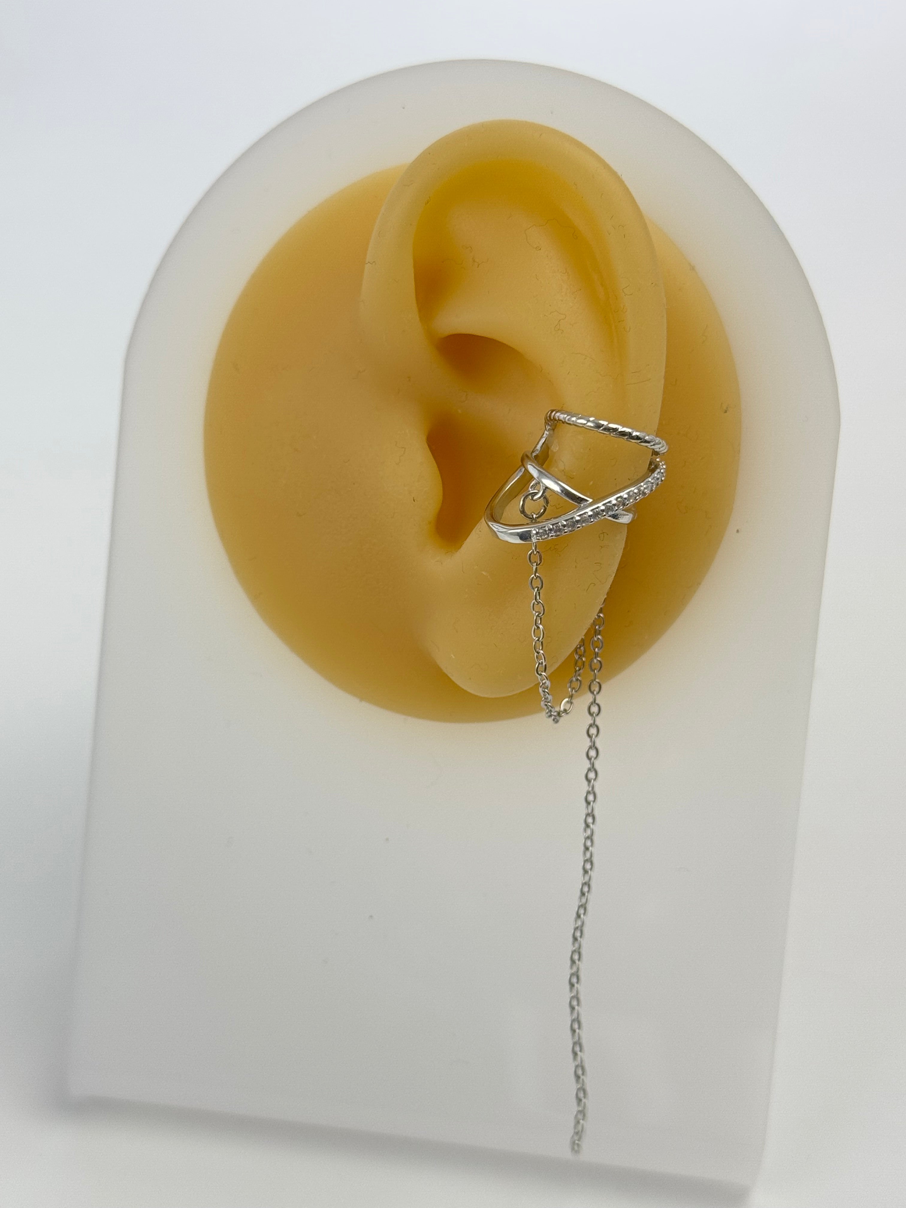 İTHAL TAŞ DETAYLI SİLVER SOL KULAK KIKIRDAK KÜPE EARCUFF