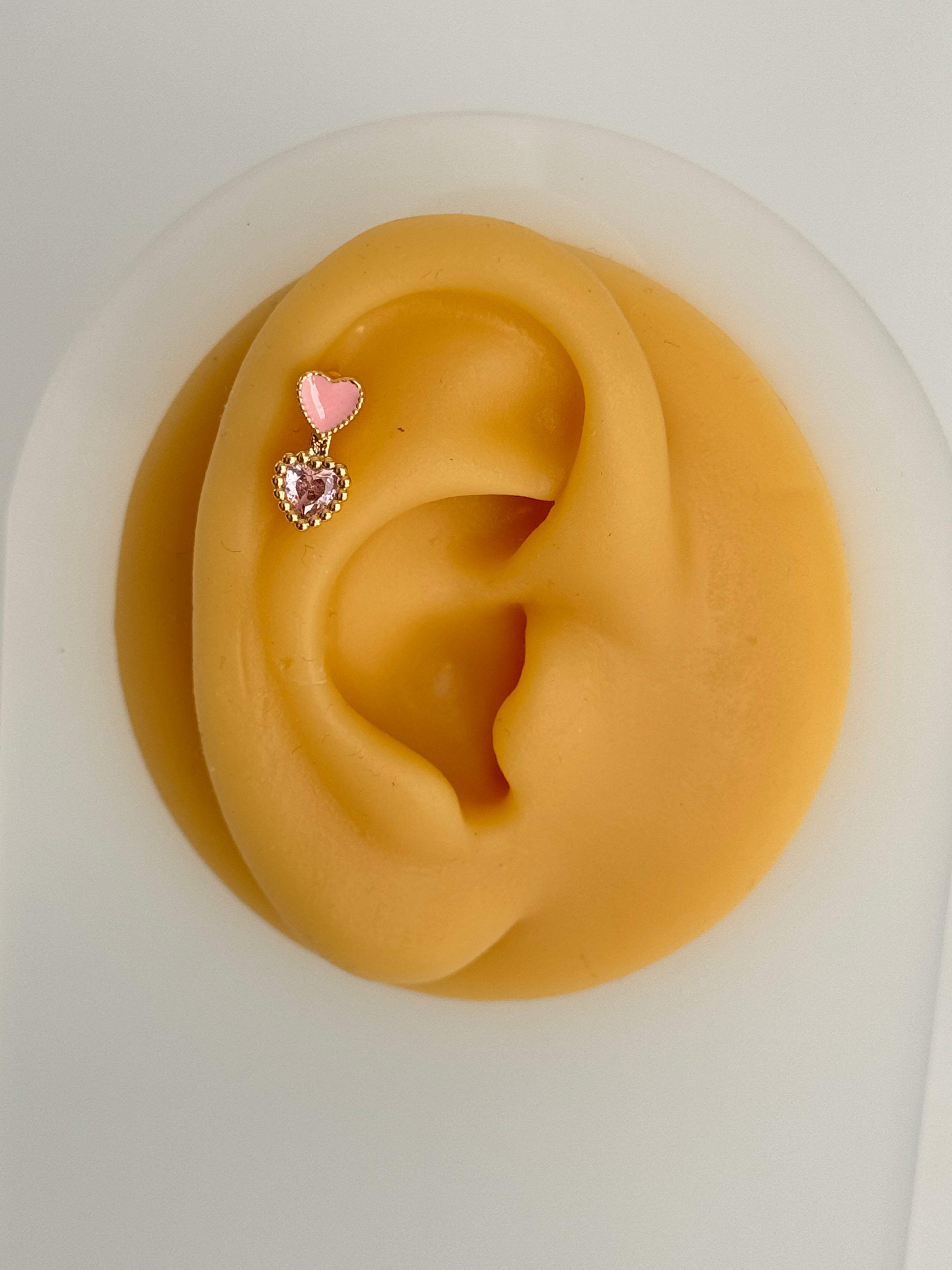 İTHAL PEMBE KALP DETAYLI GOLD PİERCİNG