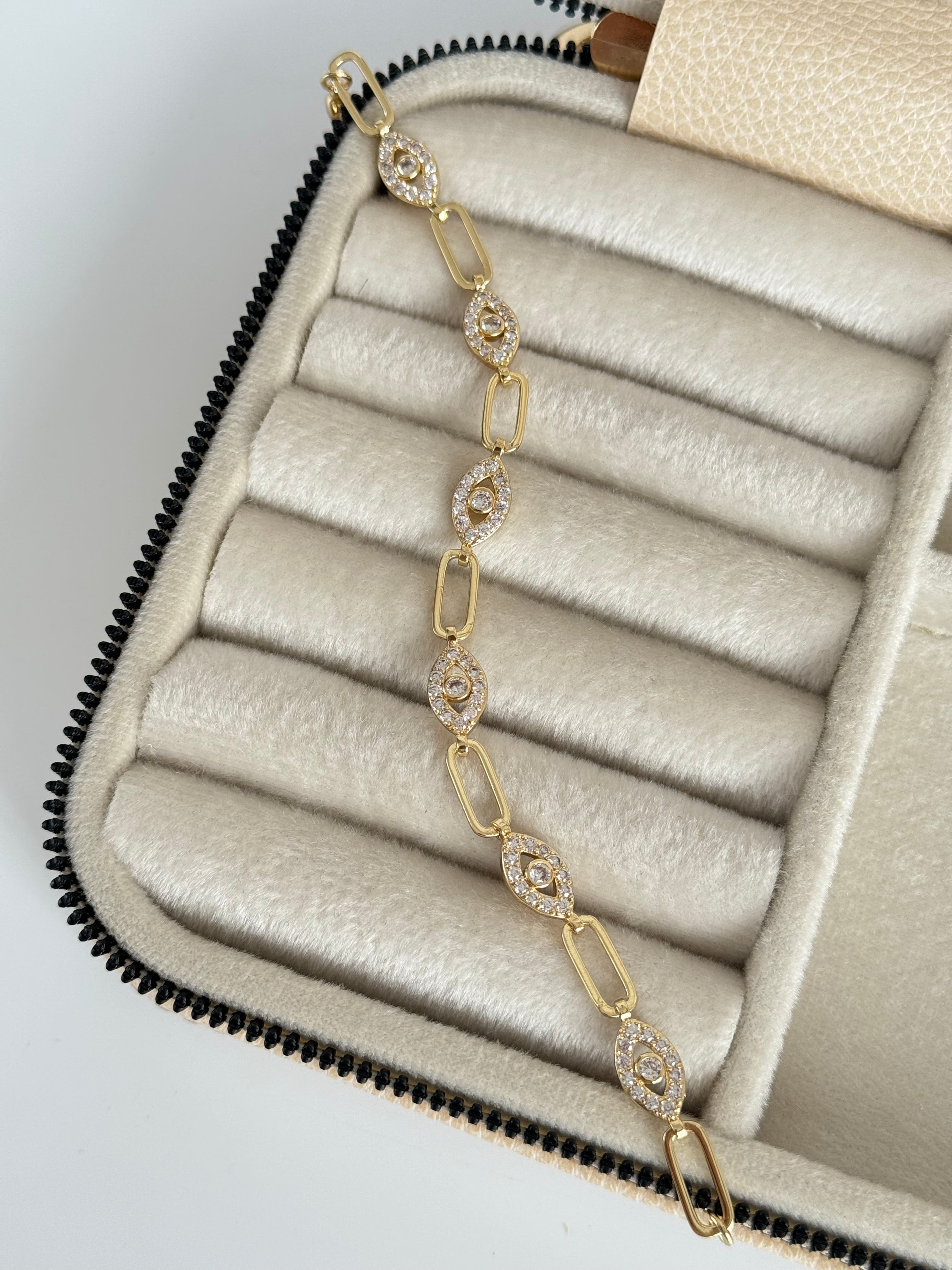 NAVAZ GÖZ DETAYLI GOLD BİLEKLİK