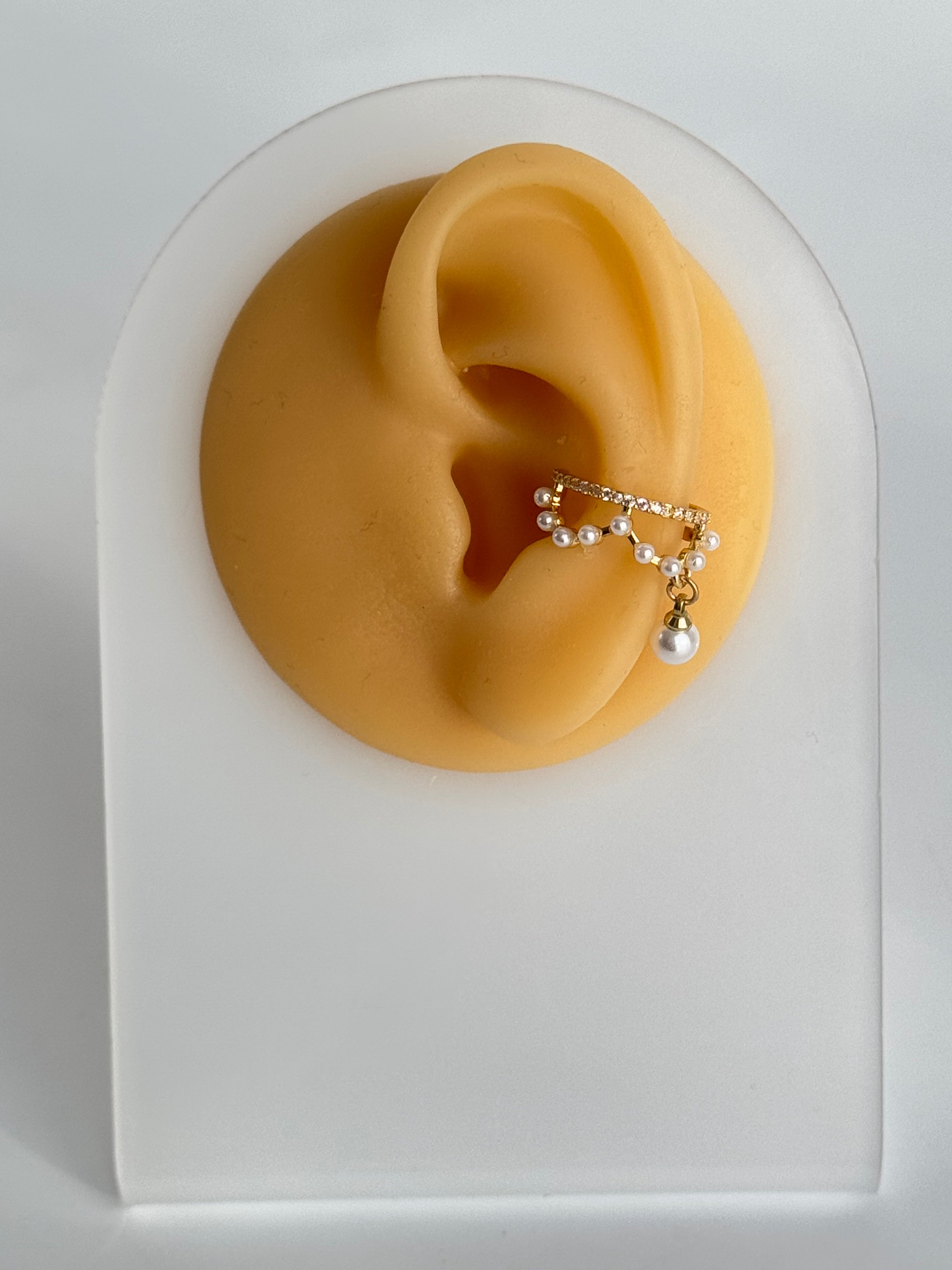 İTHAL İNCİ DETAYLI GOLD KIKIRDAK KÜPE EARCUFF
