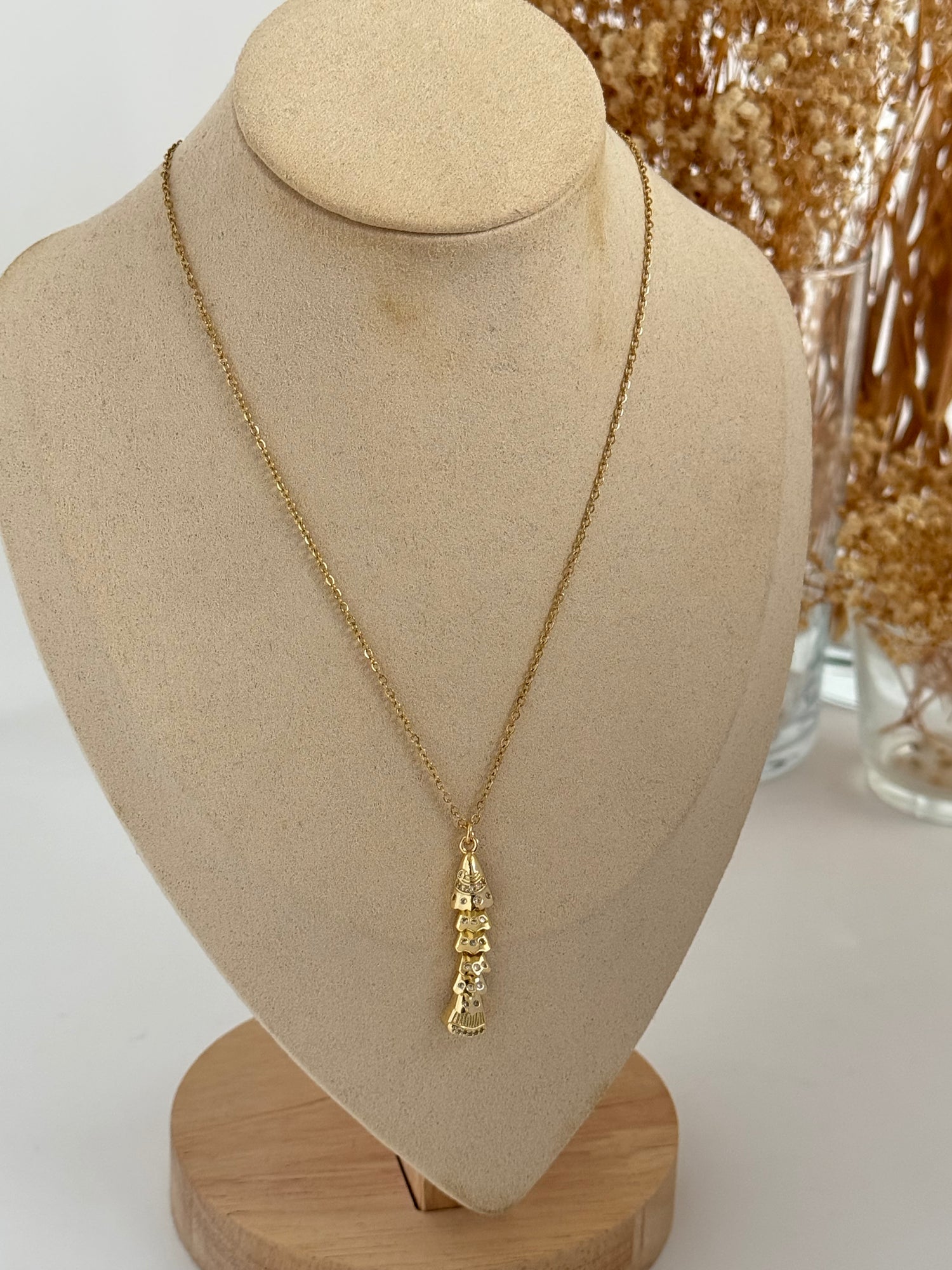 İTHAL BALIK DETAYLI GOLD ÇELİK KOLYE