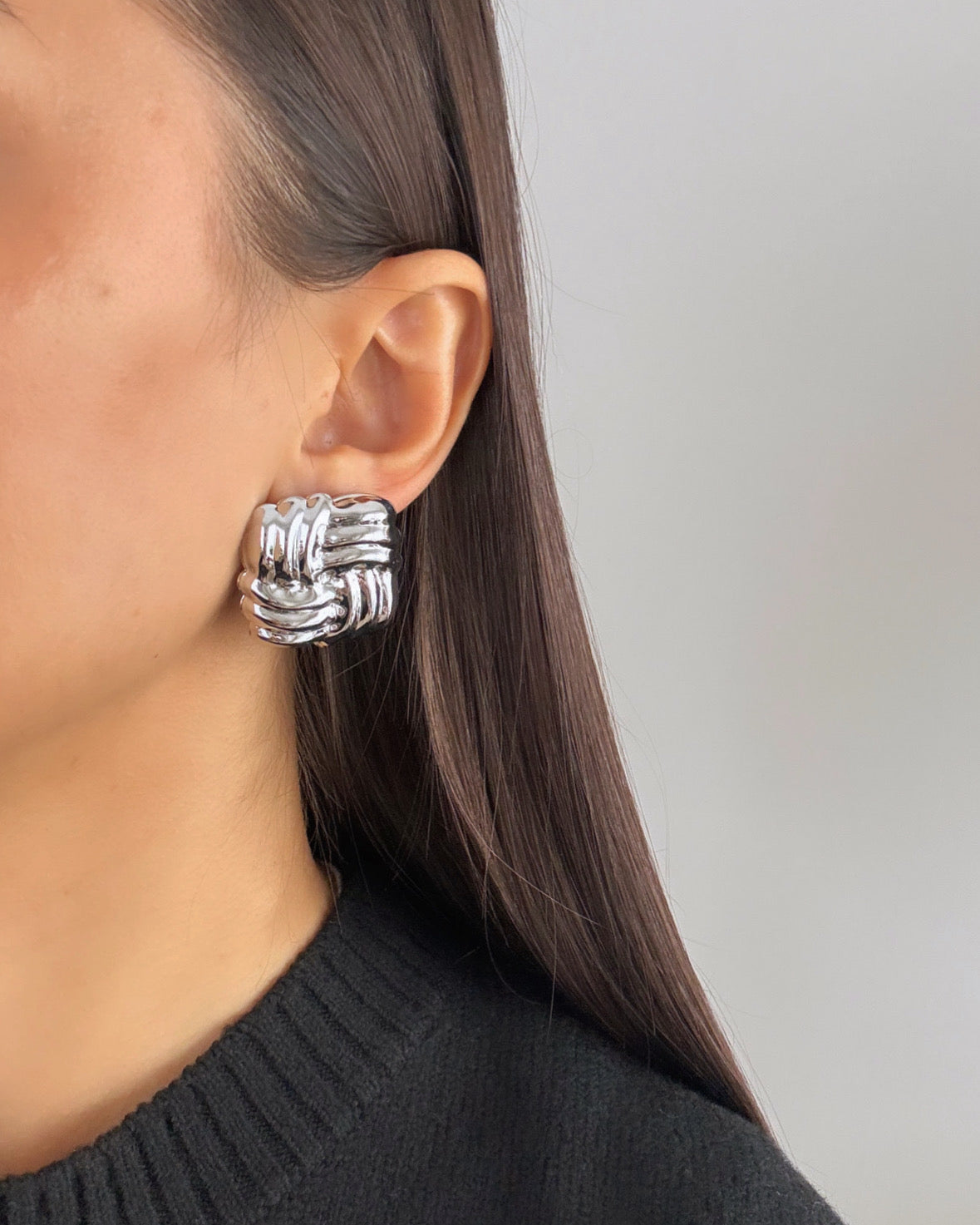 İTHAL KARE VİNTAGE SİLVER KÜPE