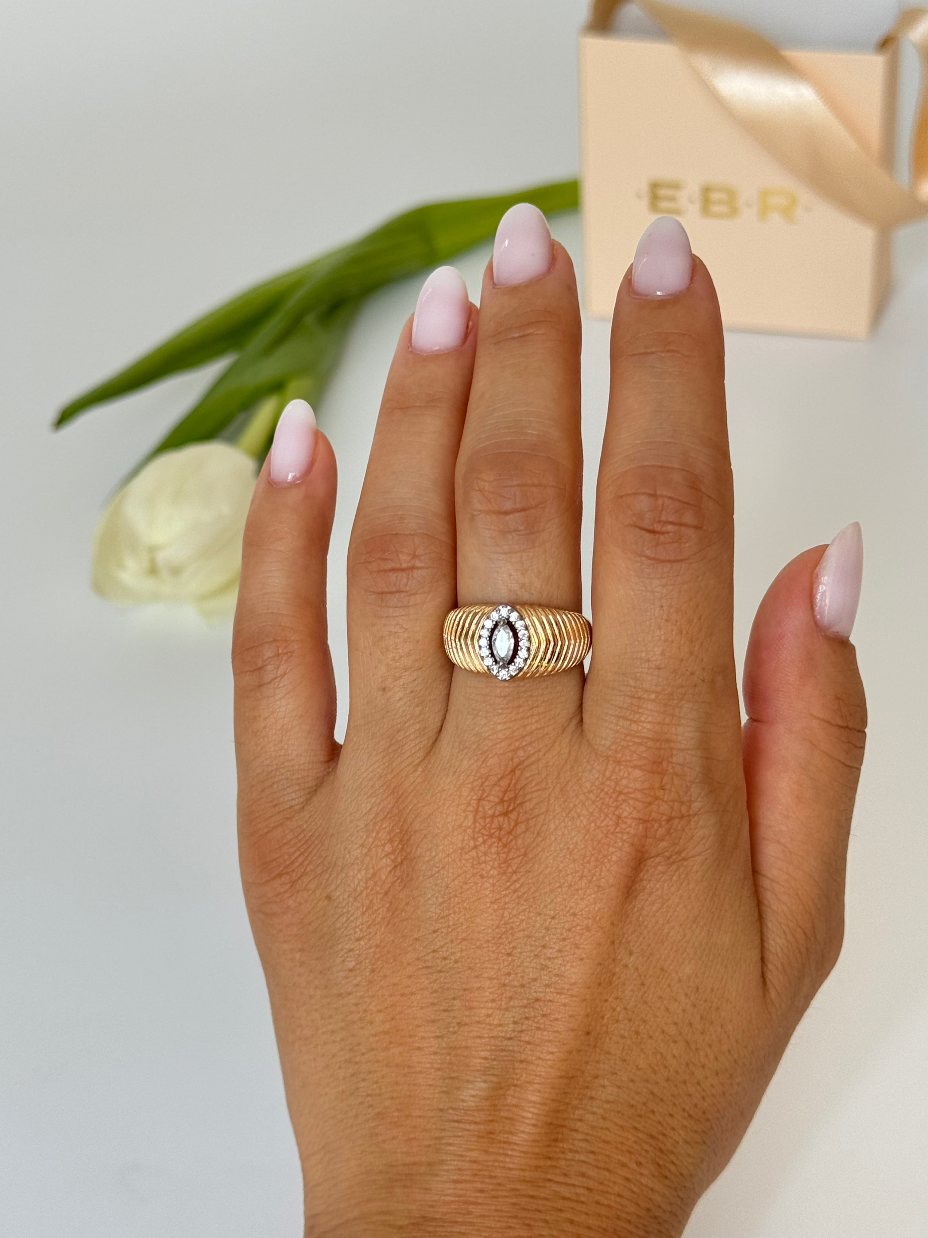 İTHAL TAŞLI GOLD AYARLANABİLİR YÜZÜK