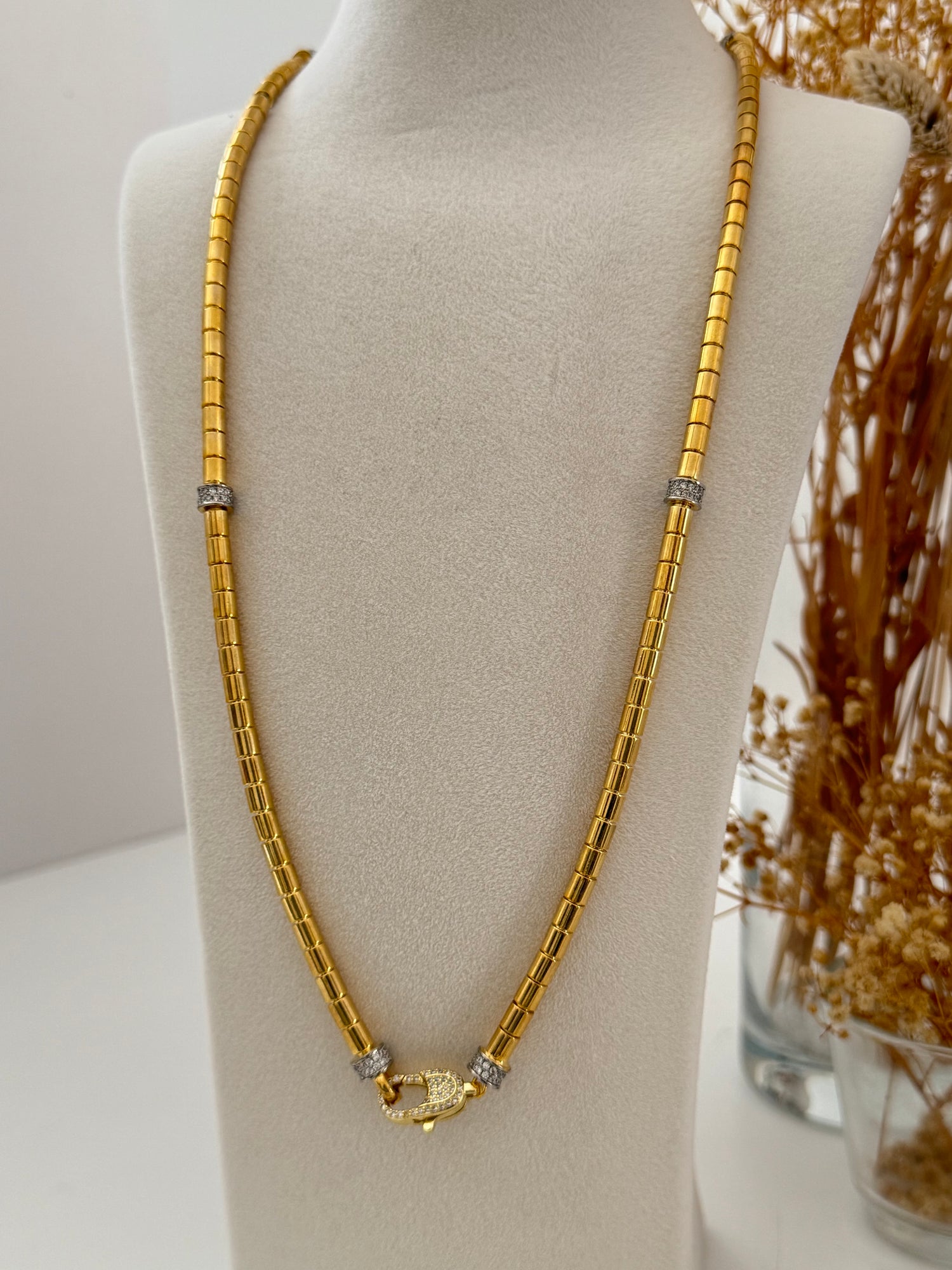 İTHAL KİLİT DETAYLI ALTIN KAPLAMA GOLD UZUN KOLYE