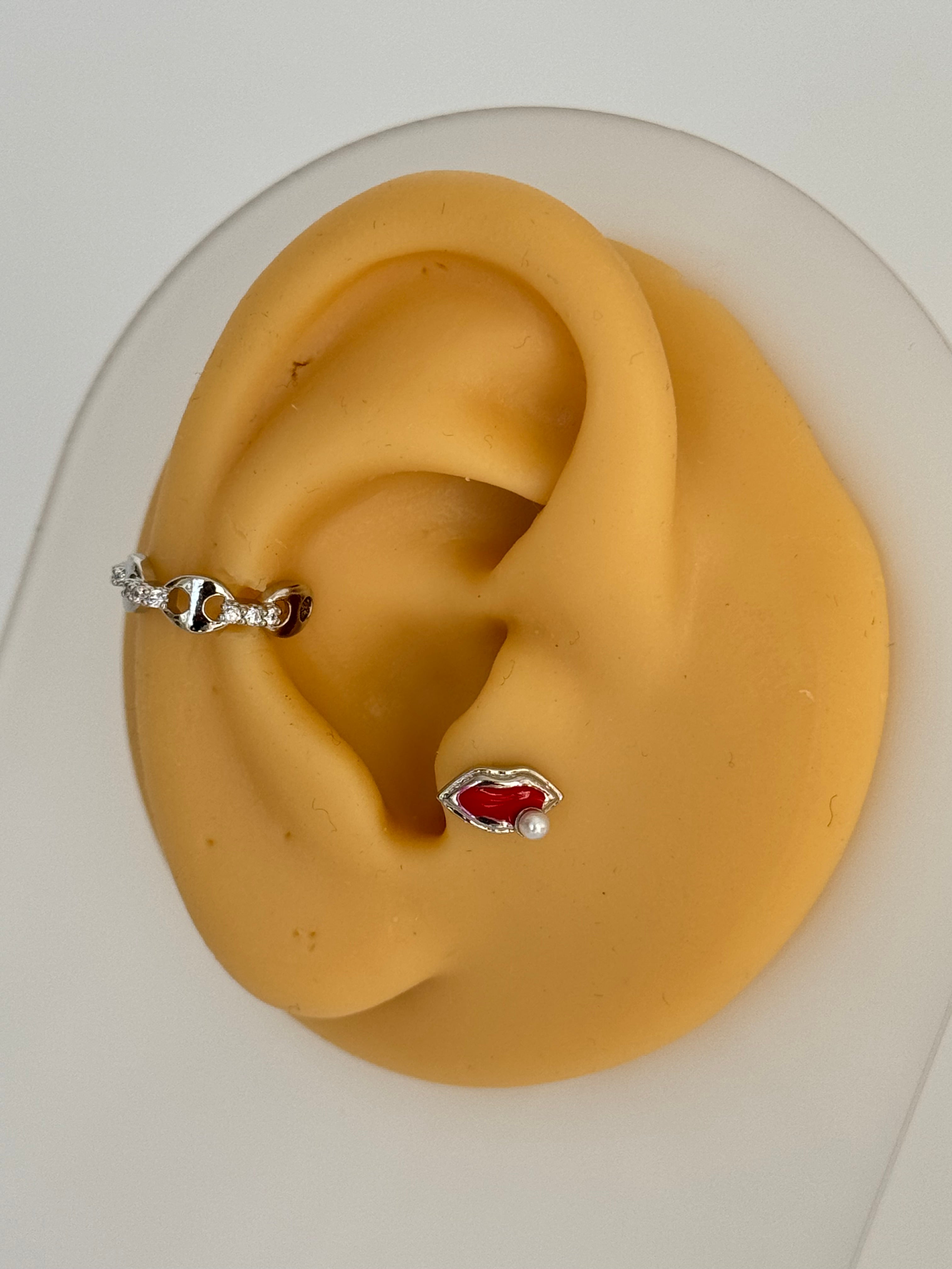 İTHAL DUDAK DETAYLI SİLVER PİERCİNG