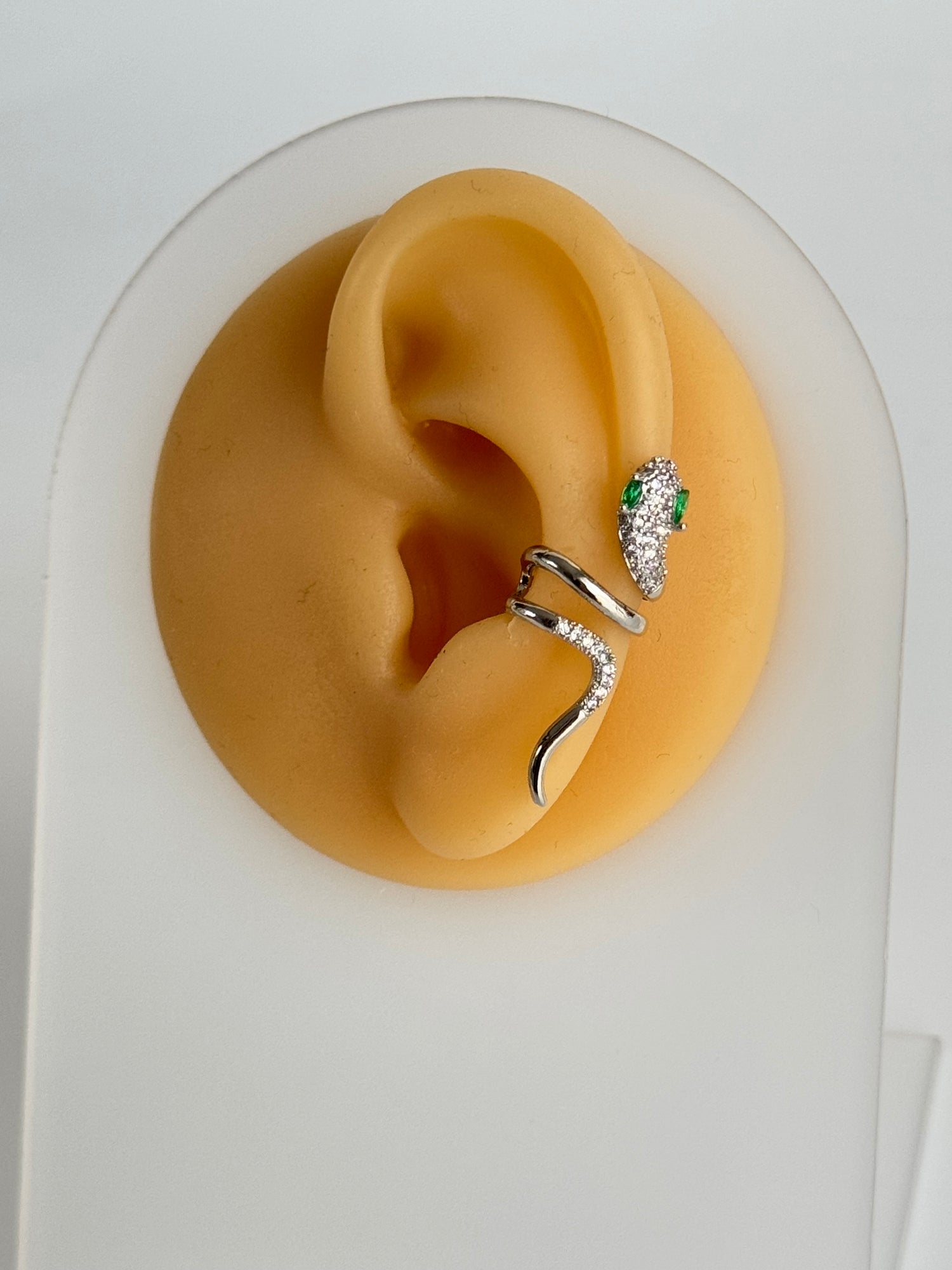 İTHAL YILANLI SİLVER KIKIRDAK KÜPE EARCUFF