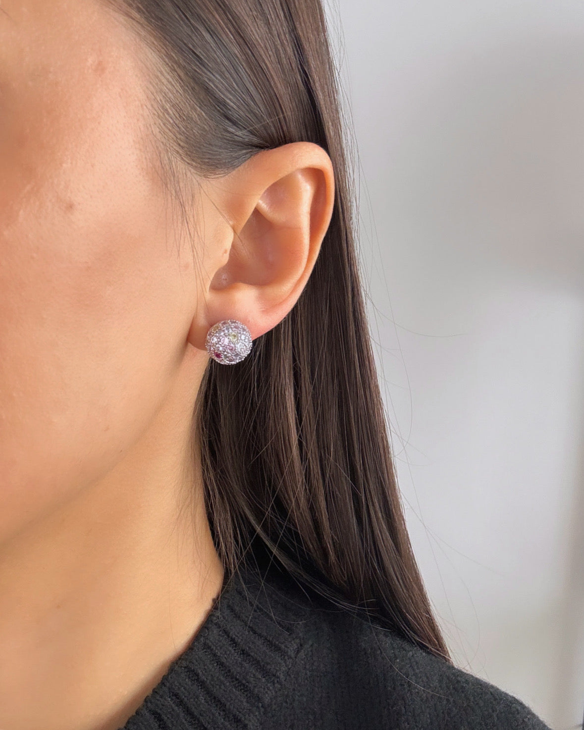 İTHAL ZİRKON TAŞLI SİLVER TOP KÜPE