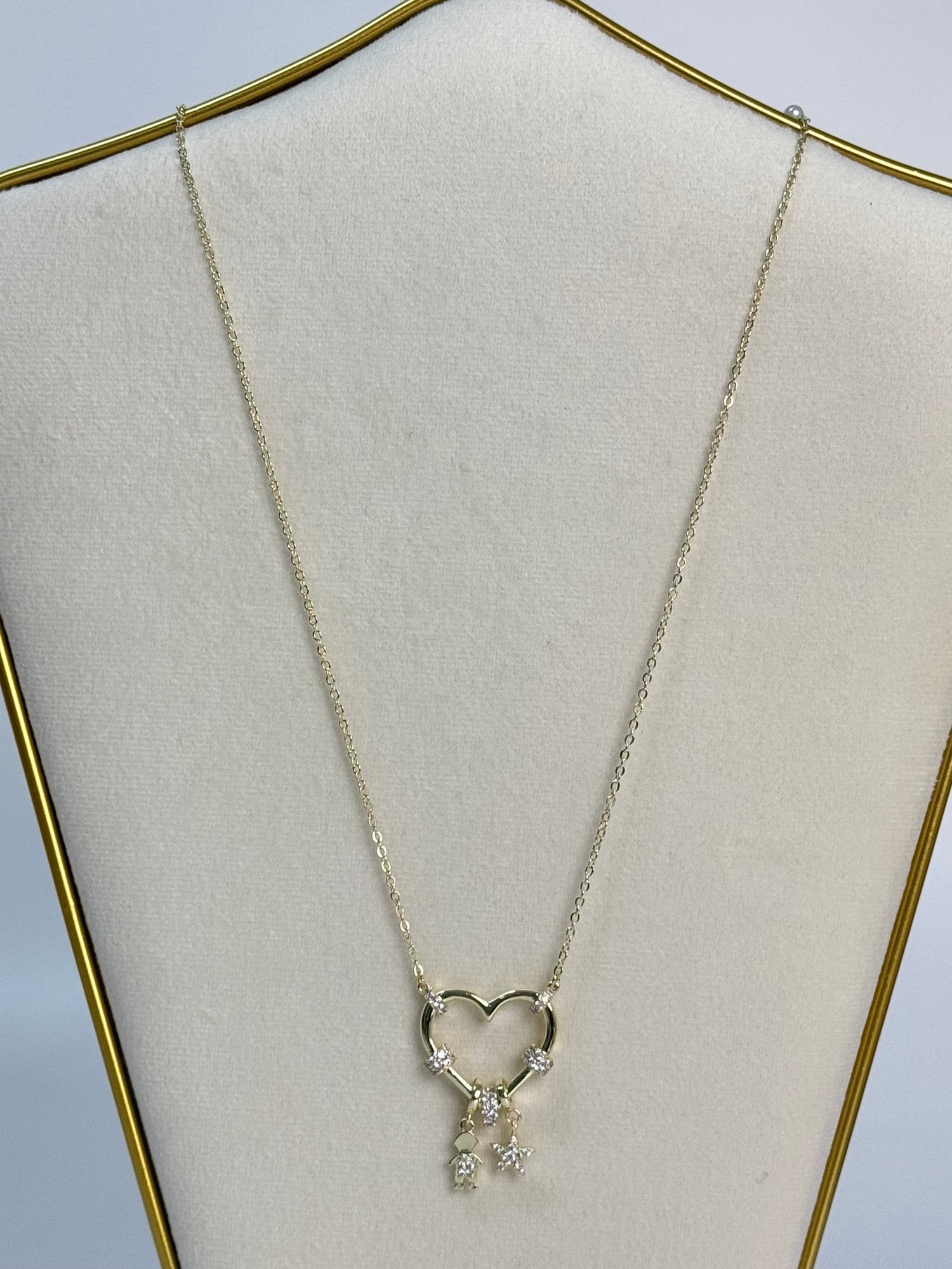 İTHAL KALP DETAYLI UZUN GOLD KOLYE