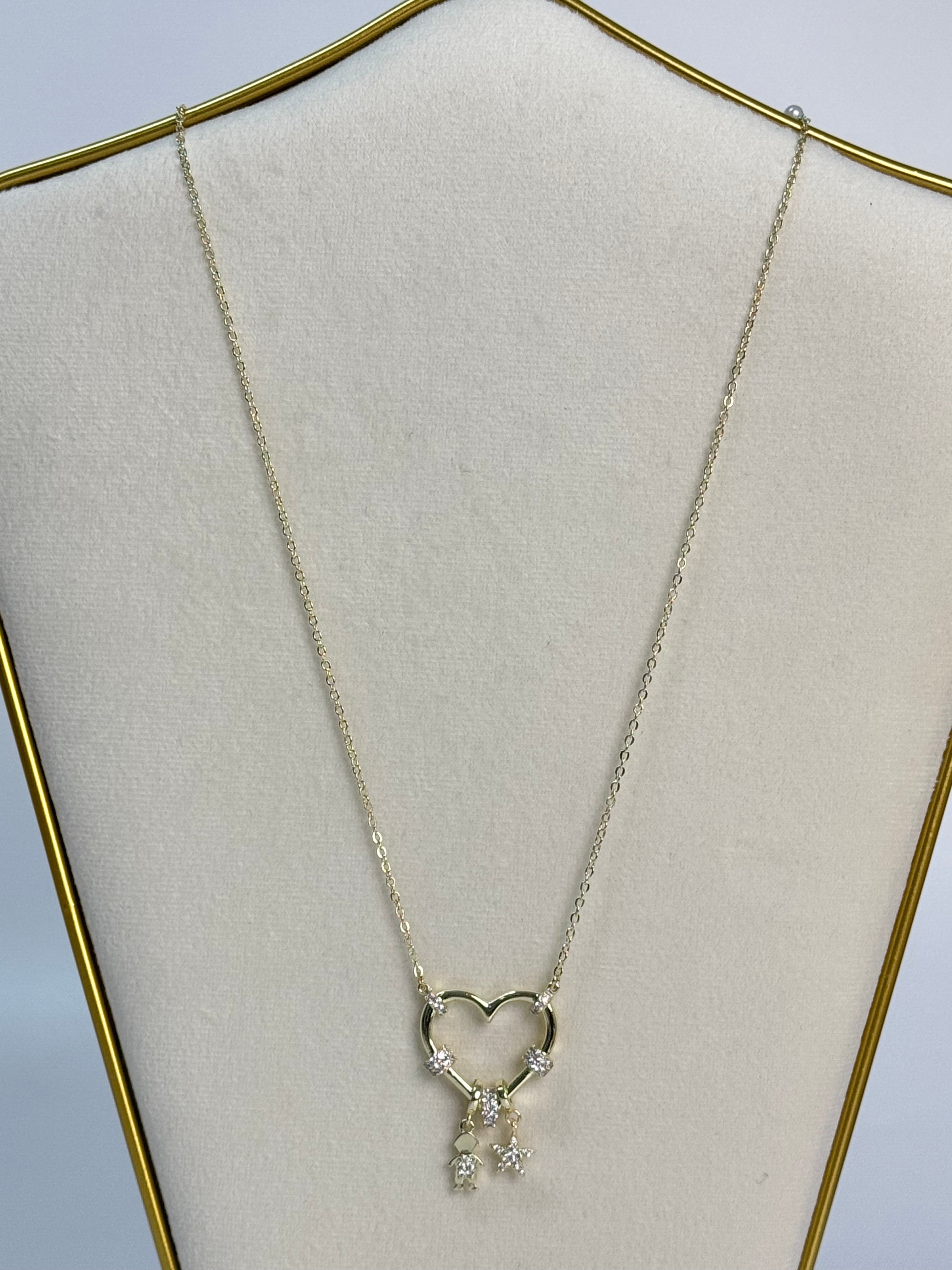 İTHAL KALP DETAYLI UZUN GOLD KOLYE