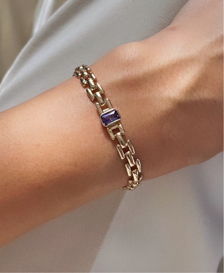 LİLA TAŞLI GOLD ÇELİK BİLEKLİK