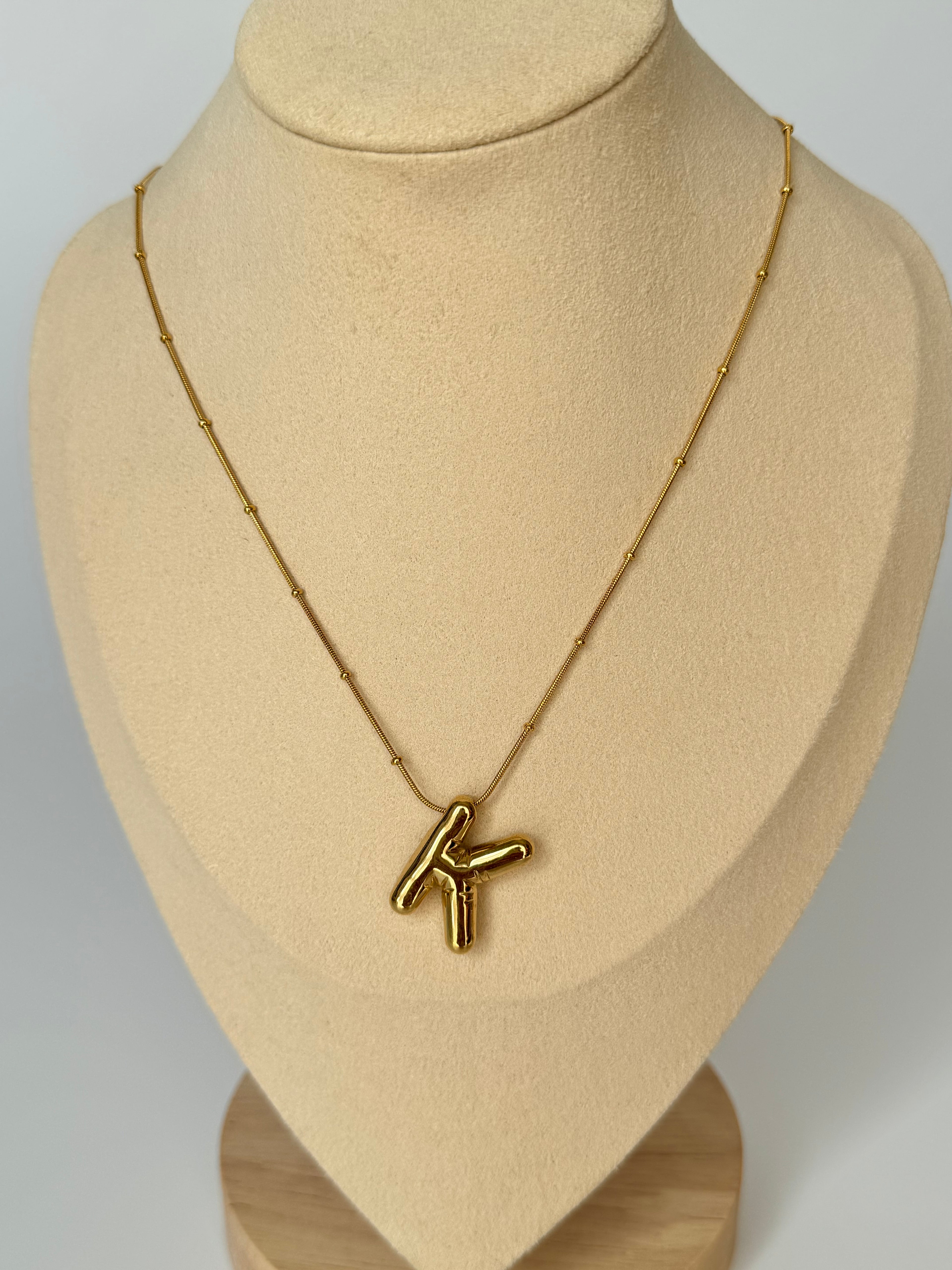 İthal Balon K Harf Gold Kolye