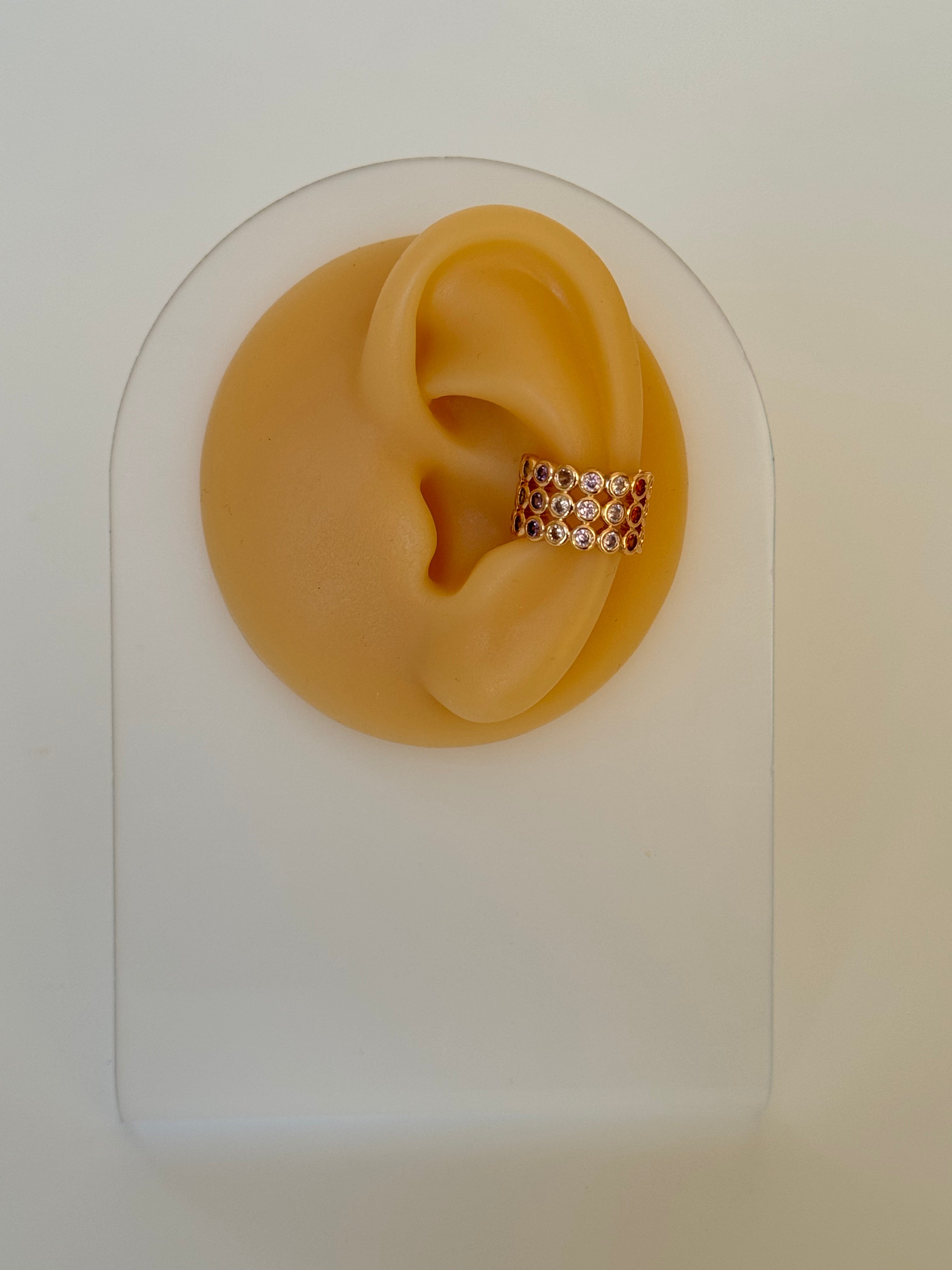 İTHAL RENKLİ TAŞLI GOLD KIKIRDAK KÜPE EARCUFF