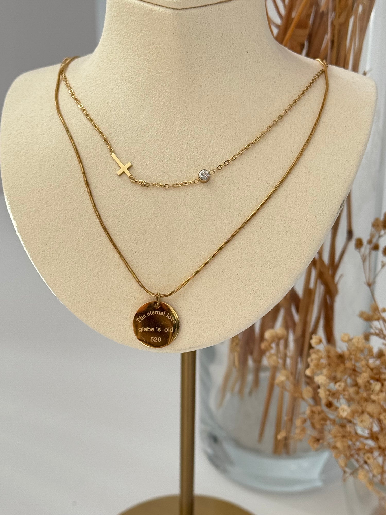 DETAYLI GOLD ÇELİK KOLYE