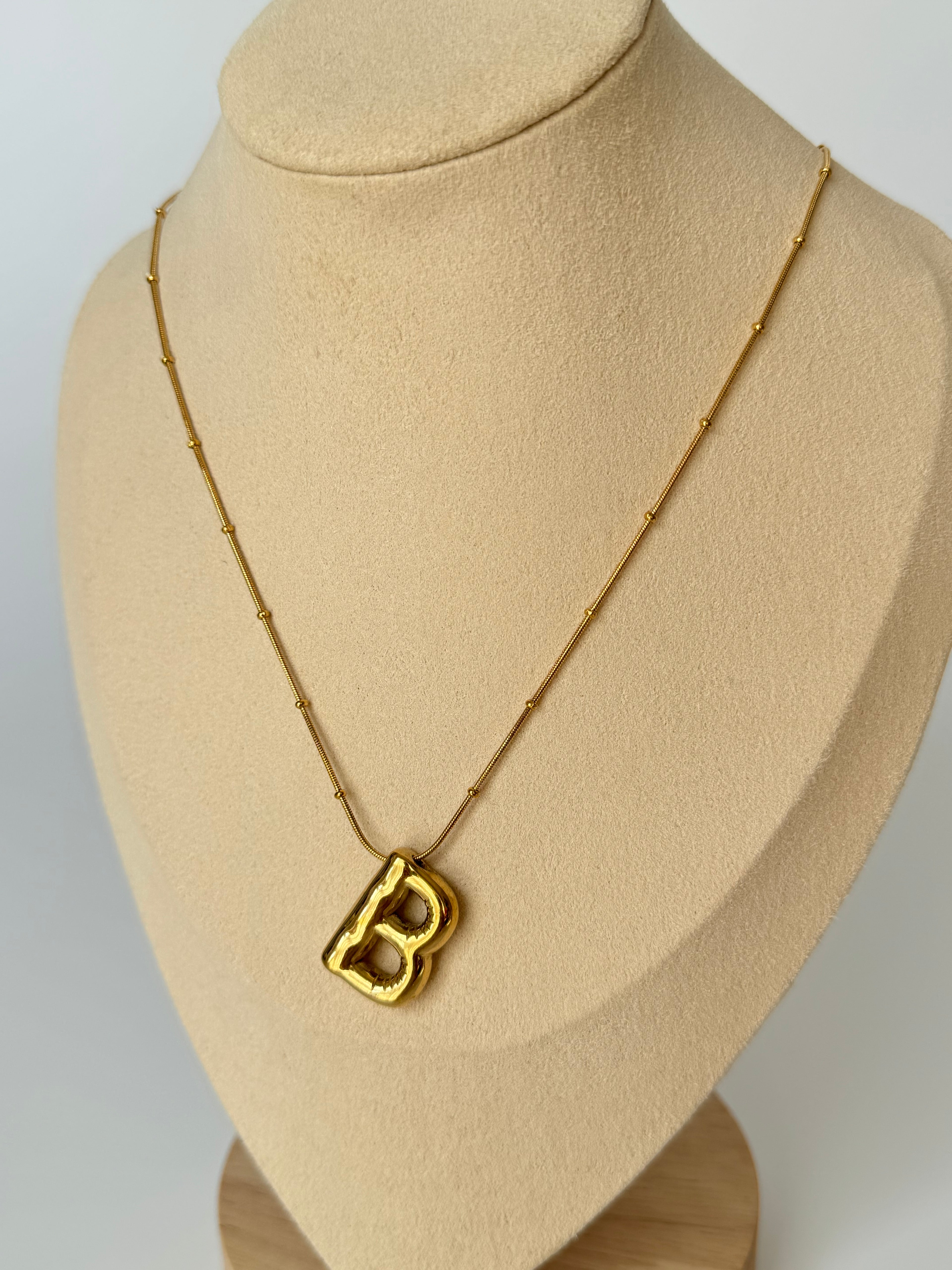 İthal Balon B Harf Gold Kolye