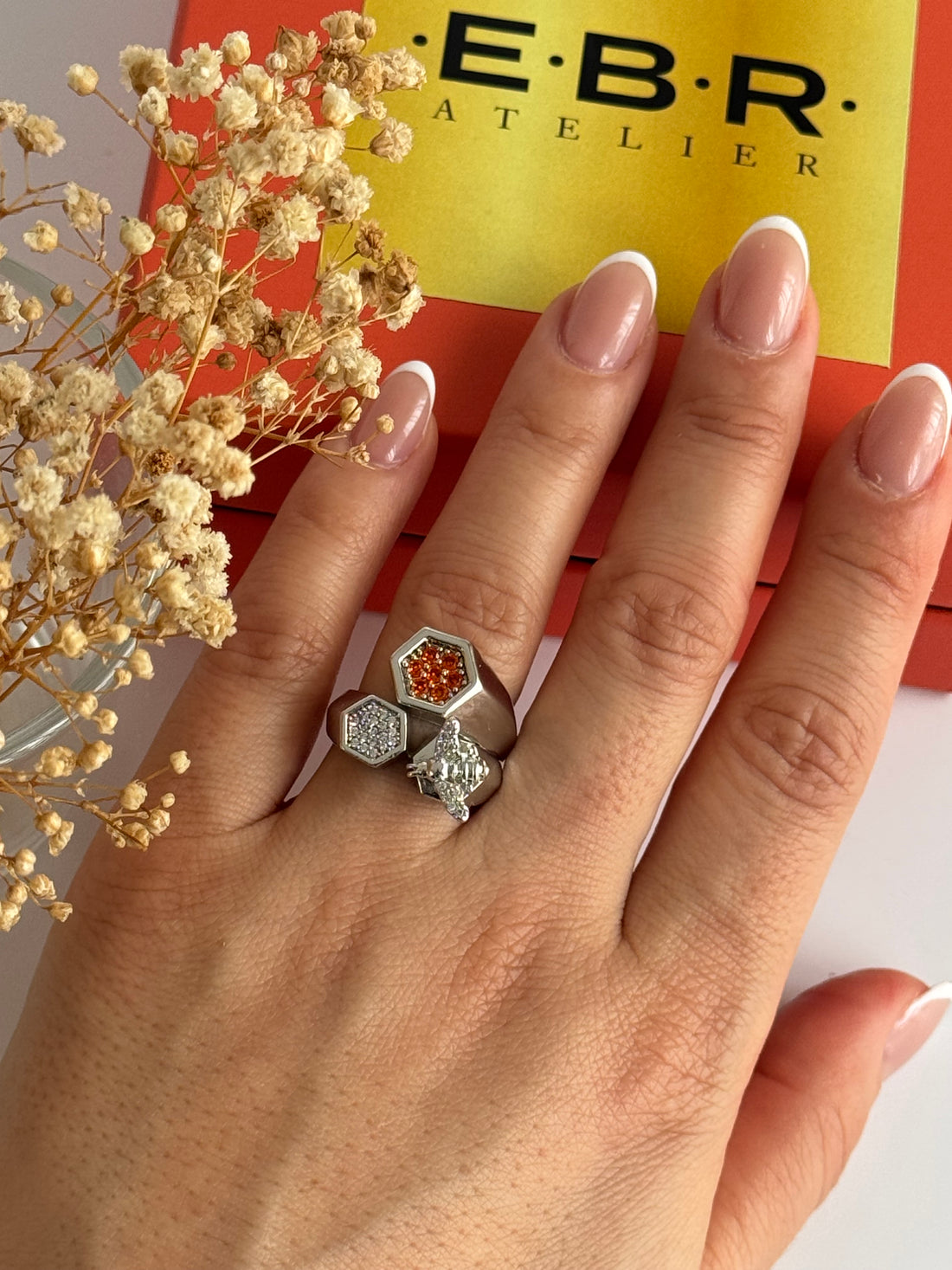 İTHAL ARI DETAYLI SİLVER AYARLANABİLİR YÜZÜK