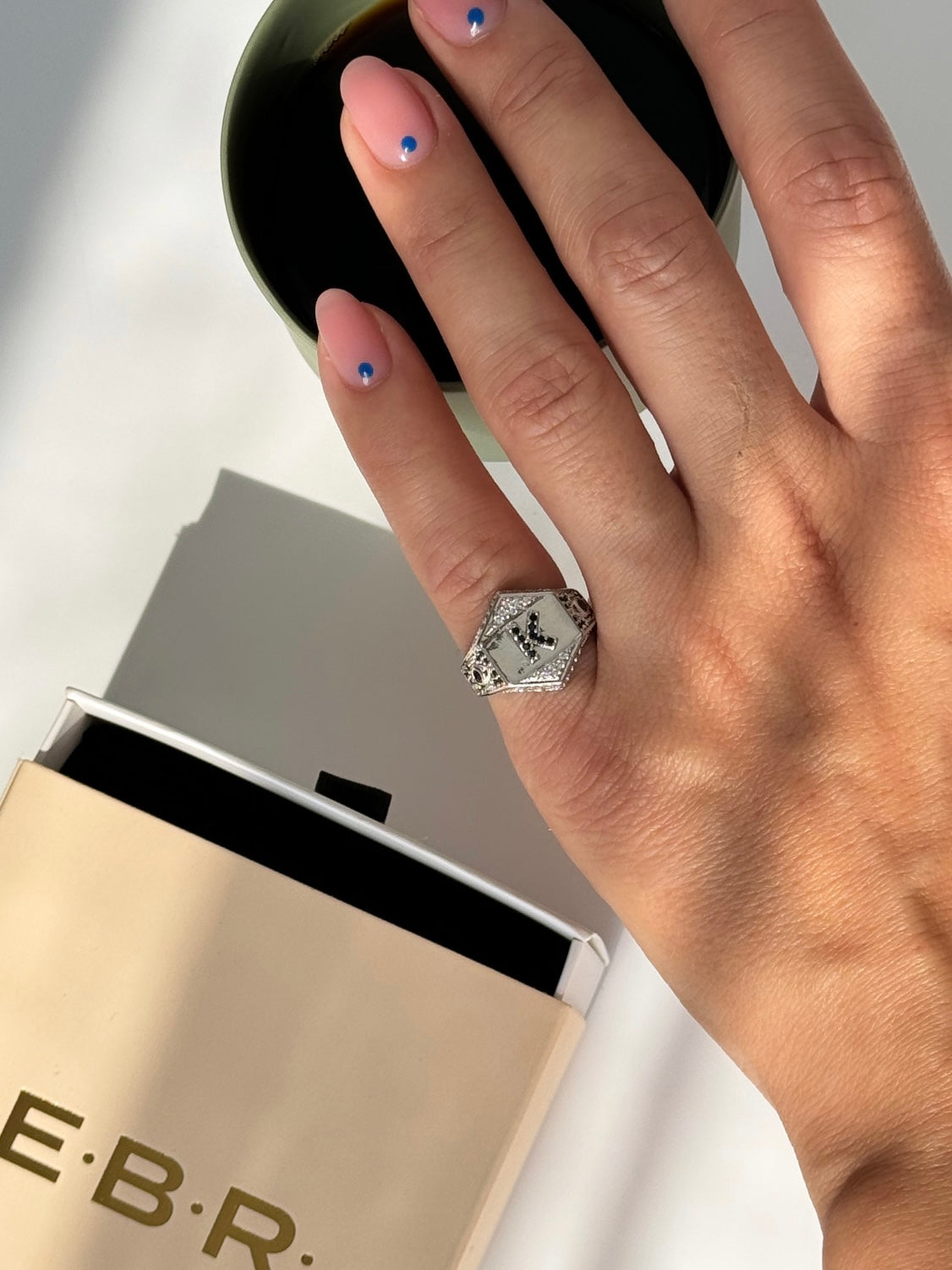 İTHAL K HARF AYARLANABİLİR SİLVER SERÇE PARMAK YÜZÜK