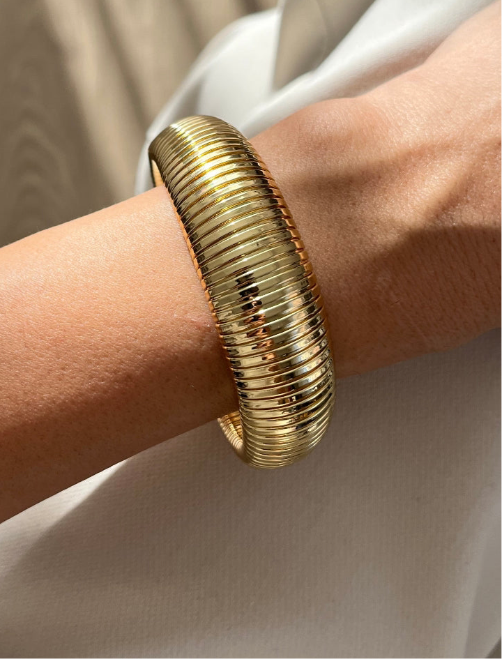 İTHAL BOMBELİ KALIN HASIR GOLD BİLEKLİK