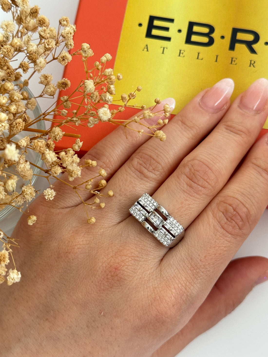 KOE TAŞ DETAYLI SİLVER AYARLANABİLİR YÜZÜK