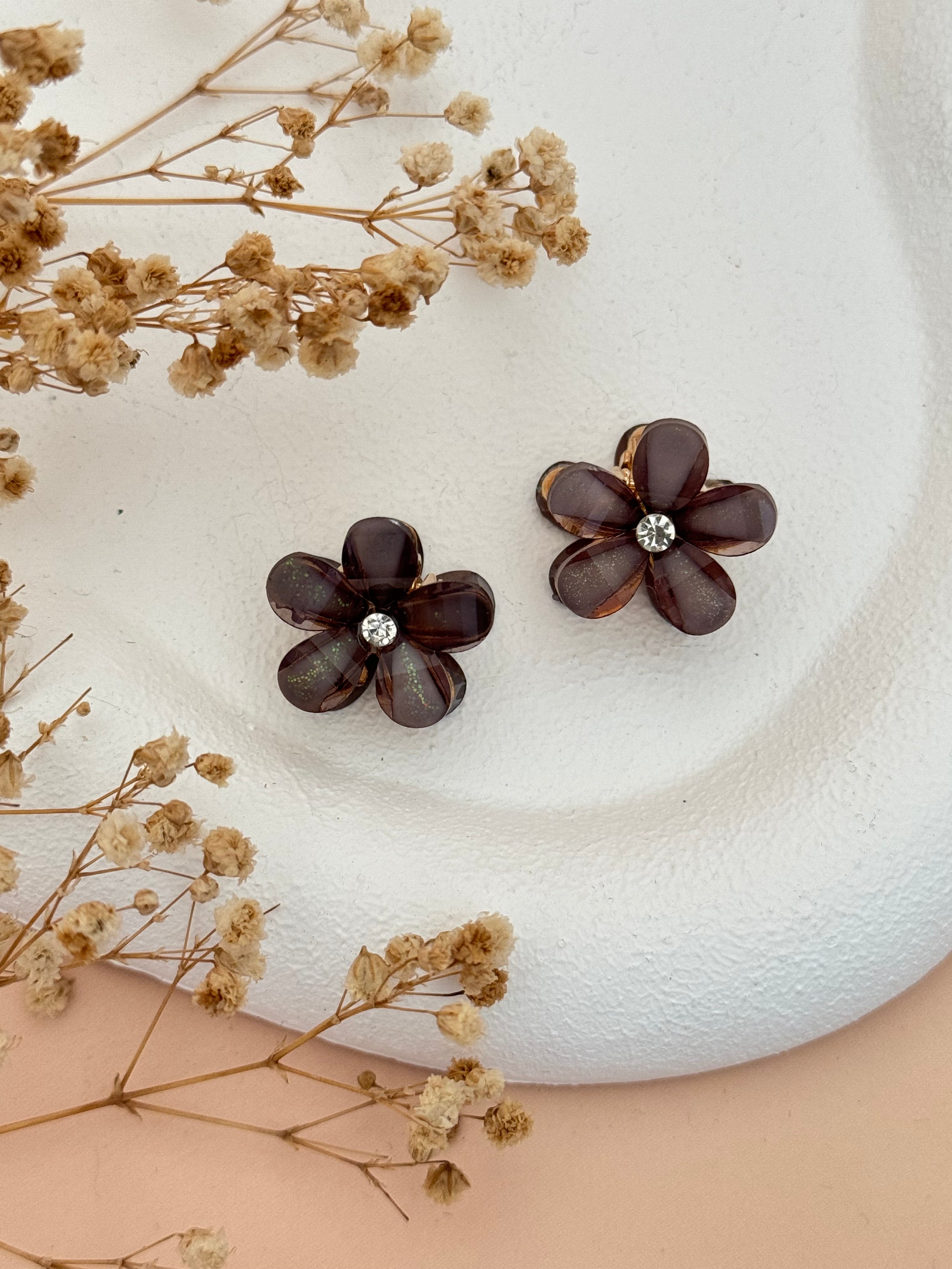 İTHAL SİYAH ÇİÇEK METAL MİNİ MANDAL TOKA (2ADET)