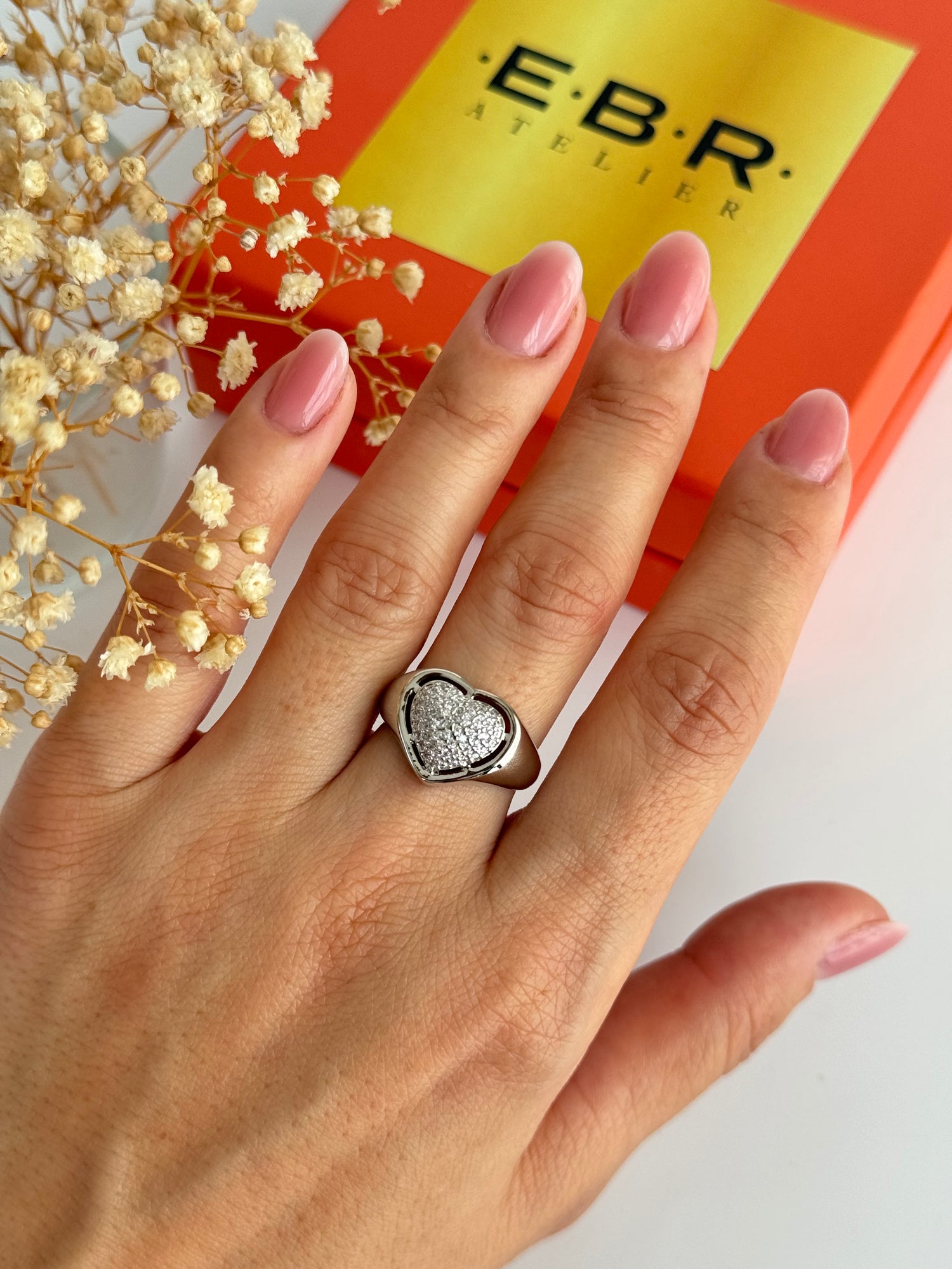 İTHAT KALP DETAYLI AYARLANABİLİR SİLVER YÜZÜK