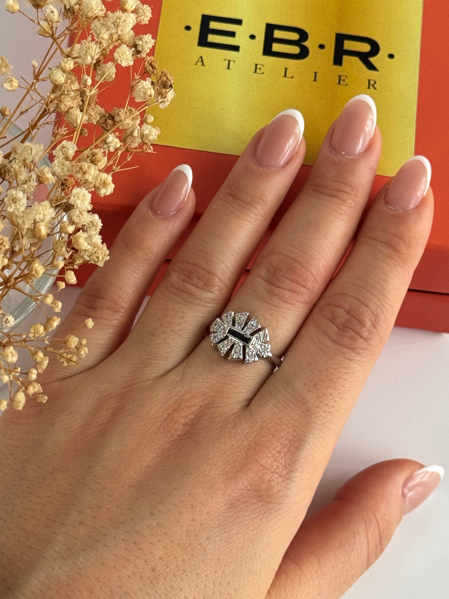 İTHAL SİYAH TAŞLI SİLVER AYARLANABİLİR YÜZÜK