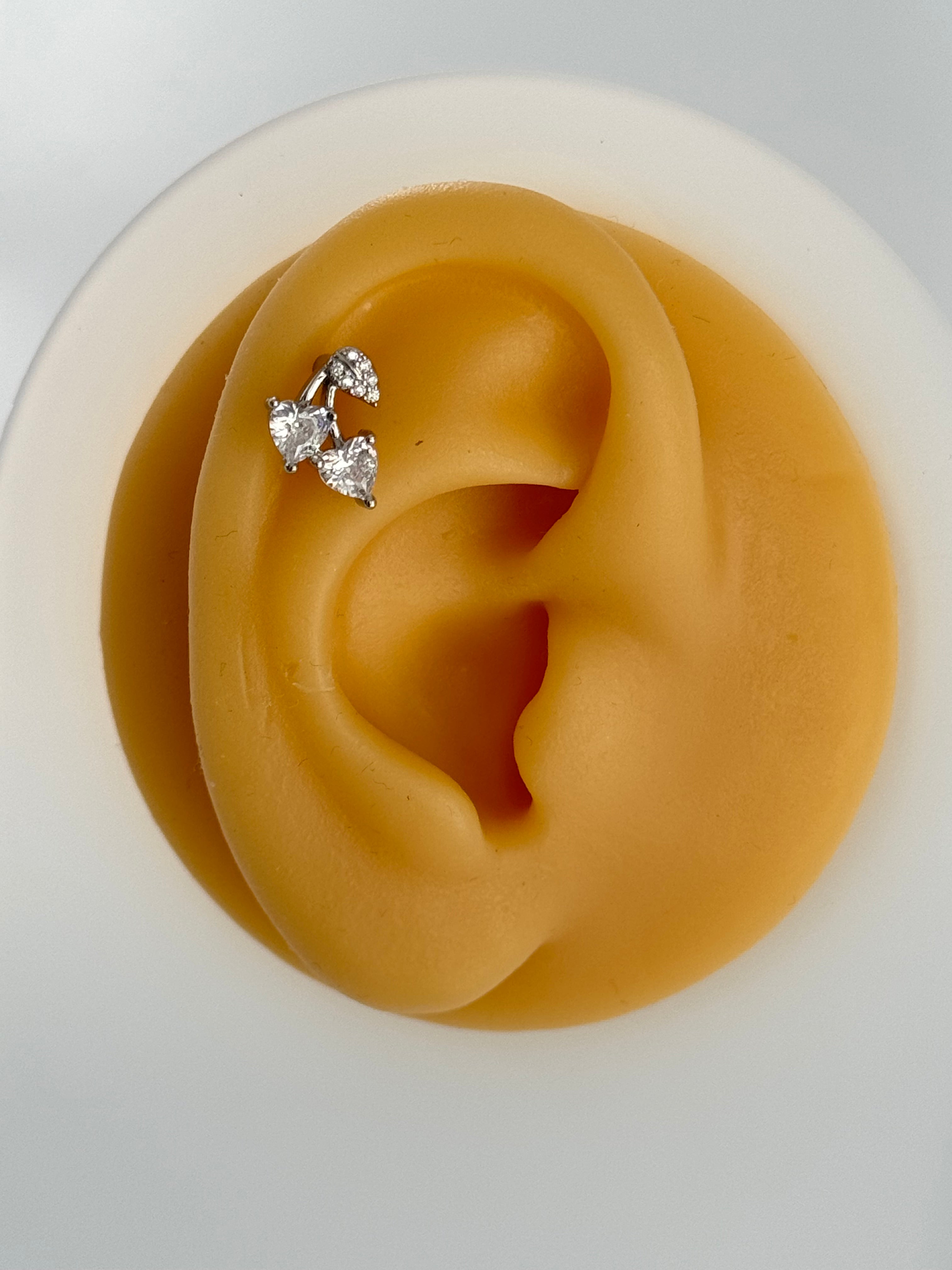 İTHAL KALPLİ KİRAZ MODEL SİLVER PİERCİNG